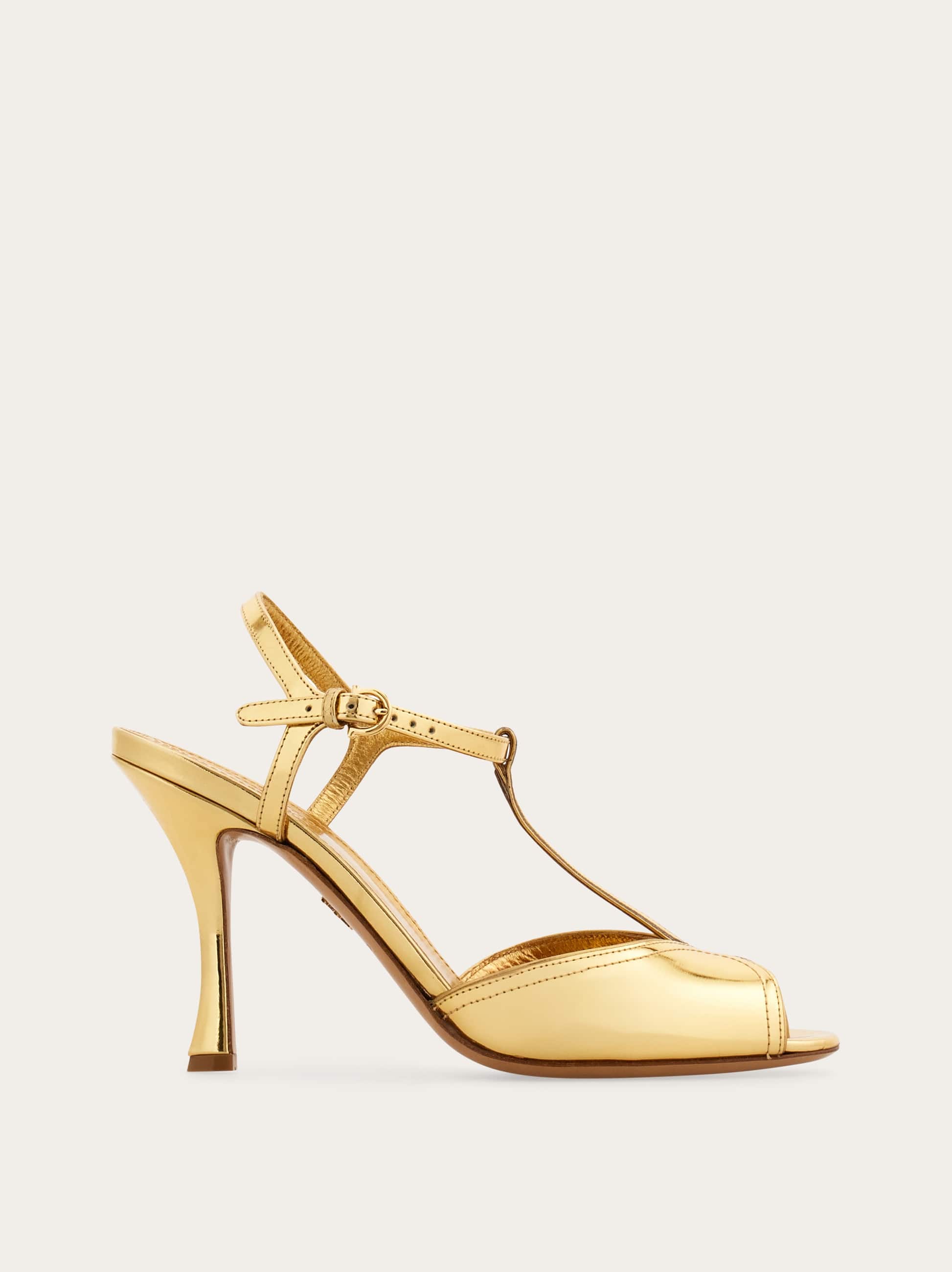 Ferragamo Ely T-strap Sandal In Gold