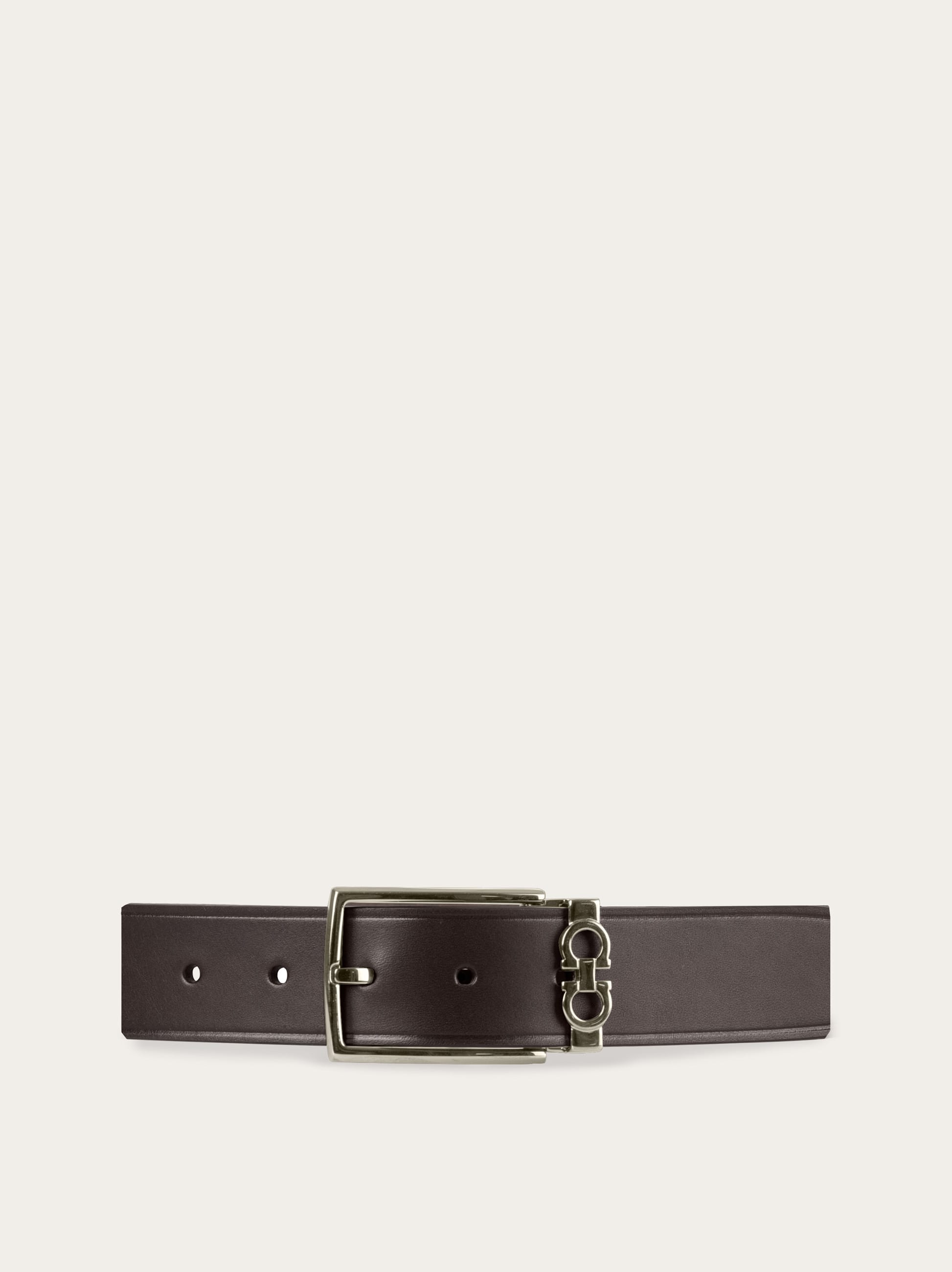 Ferragamo Gancini Double-sided Belt In Brown