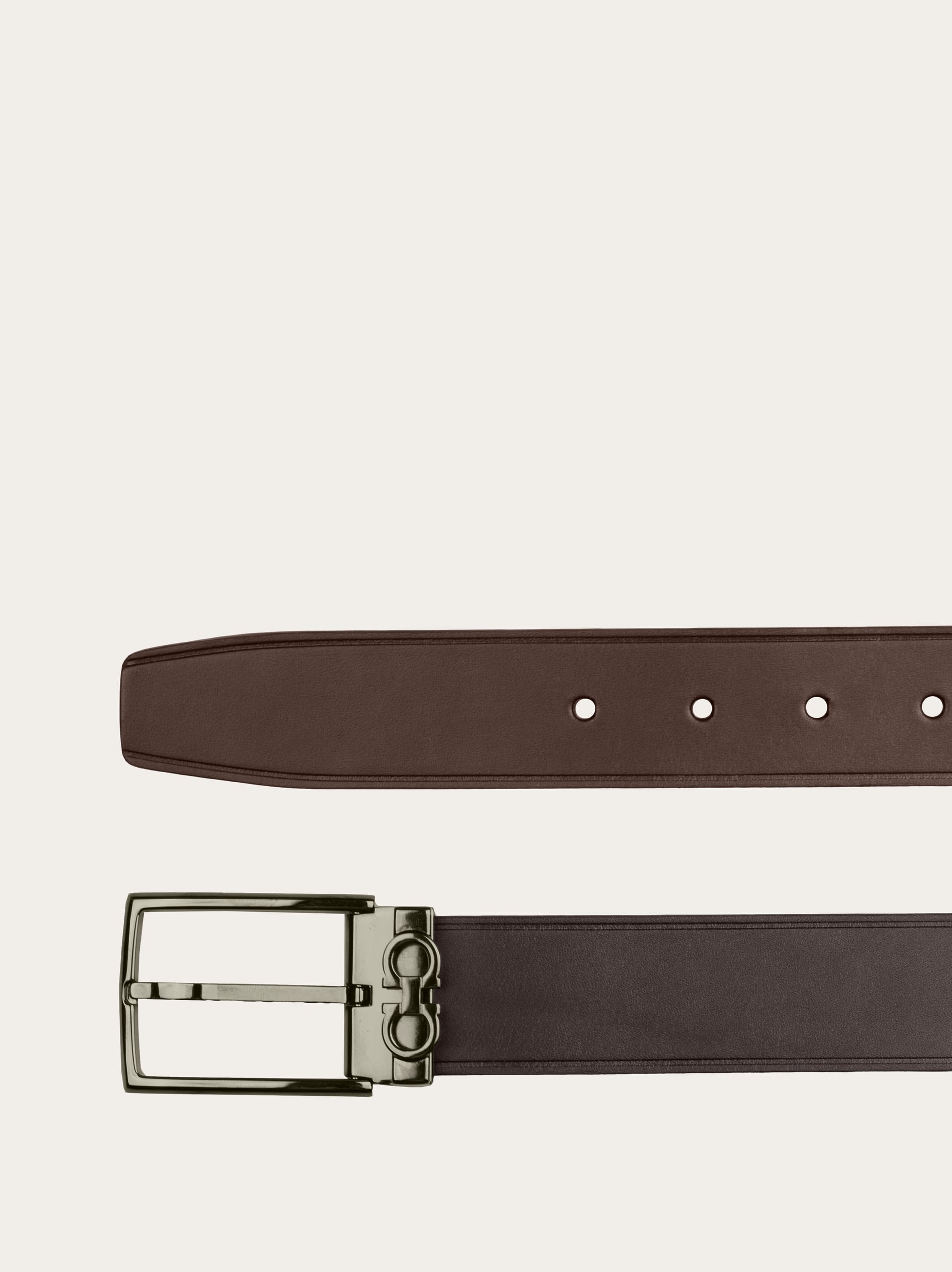 Ferragamo Gancini Double-sided Belt In Brown