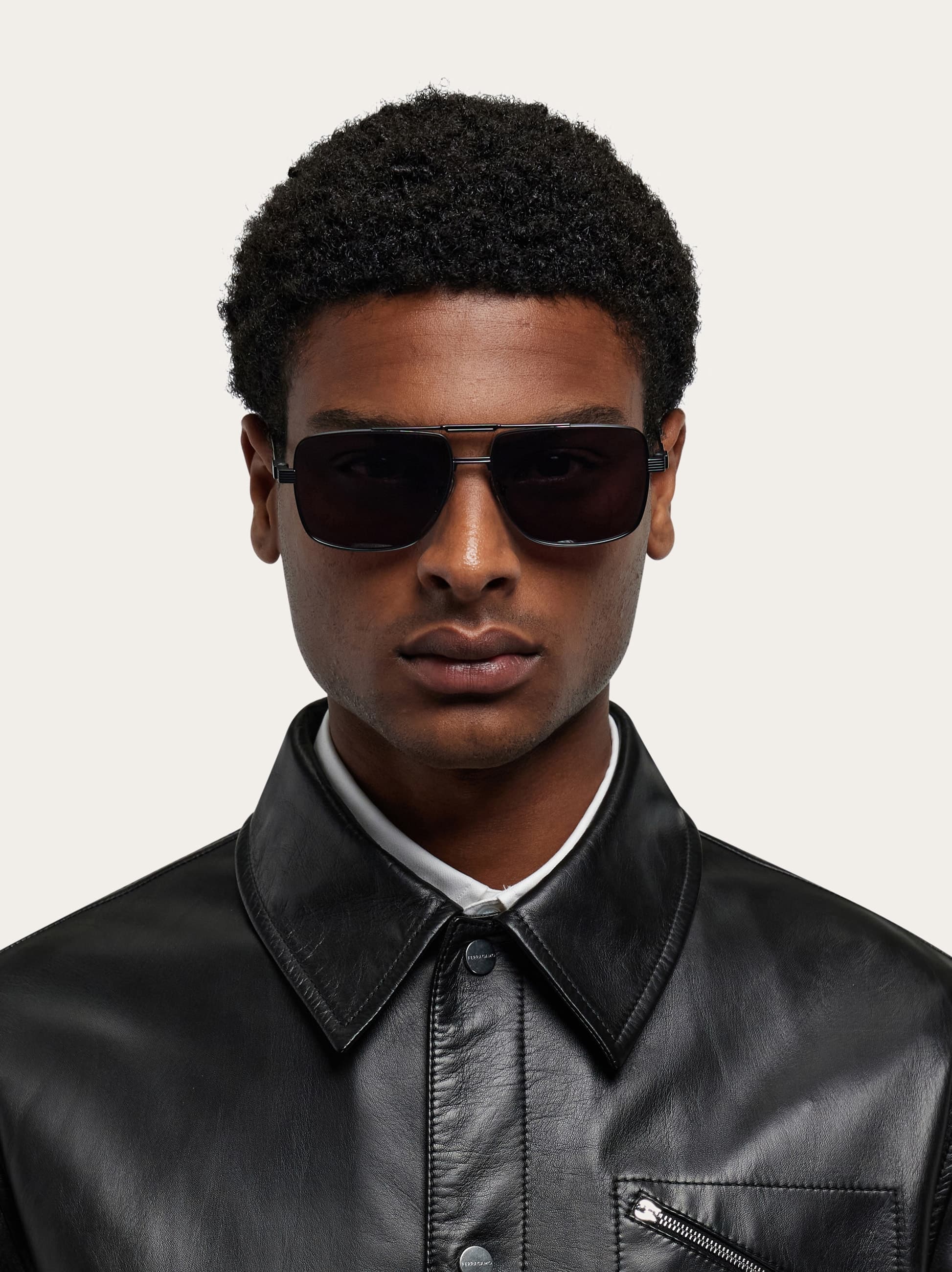  Ferragamo Men Rectangular Frame Sunglasses Grey 