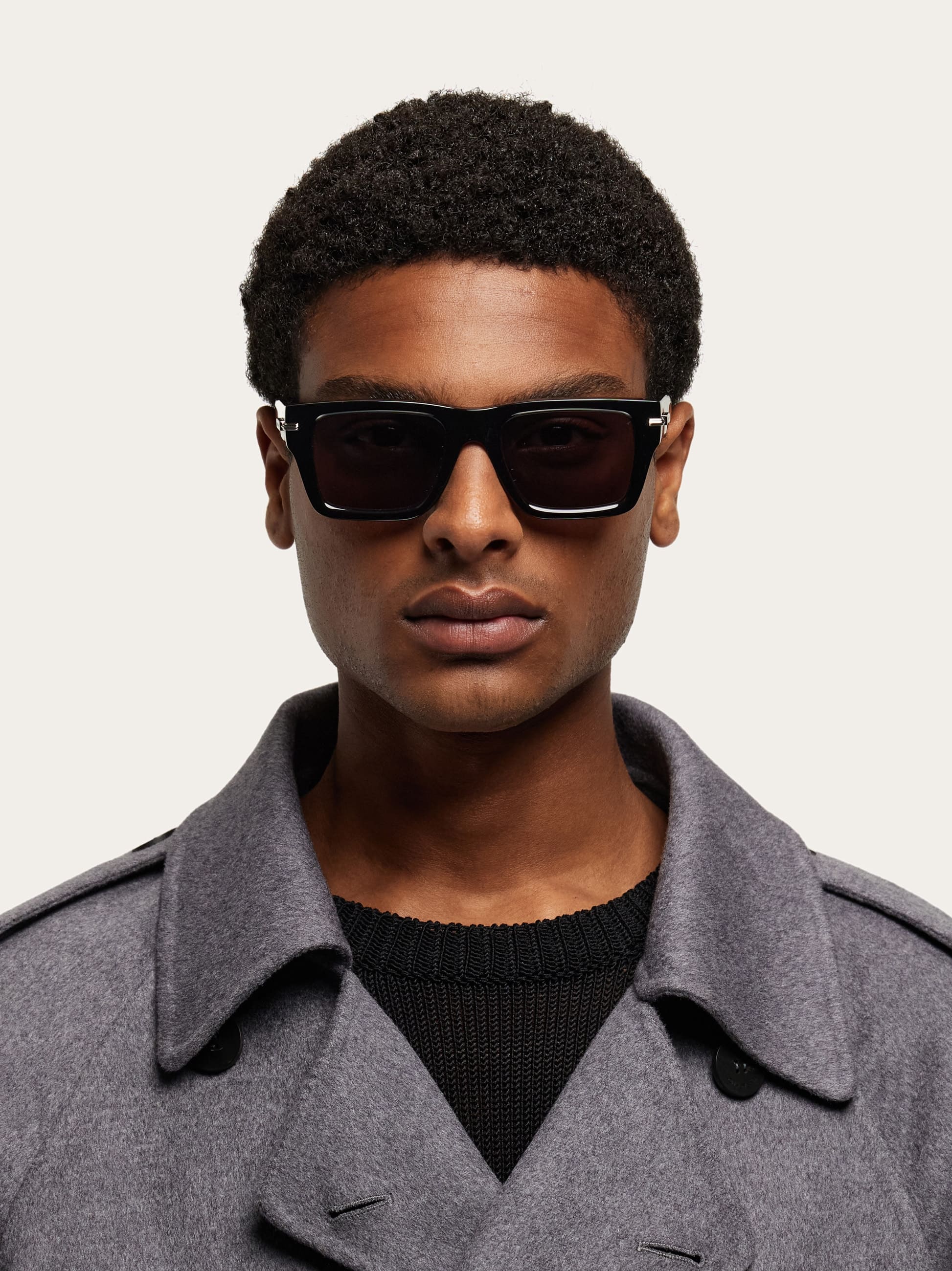  Ferragamo Men Rectangular Frame Sunglasses Black 