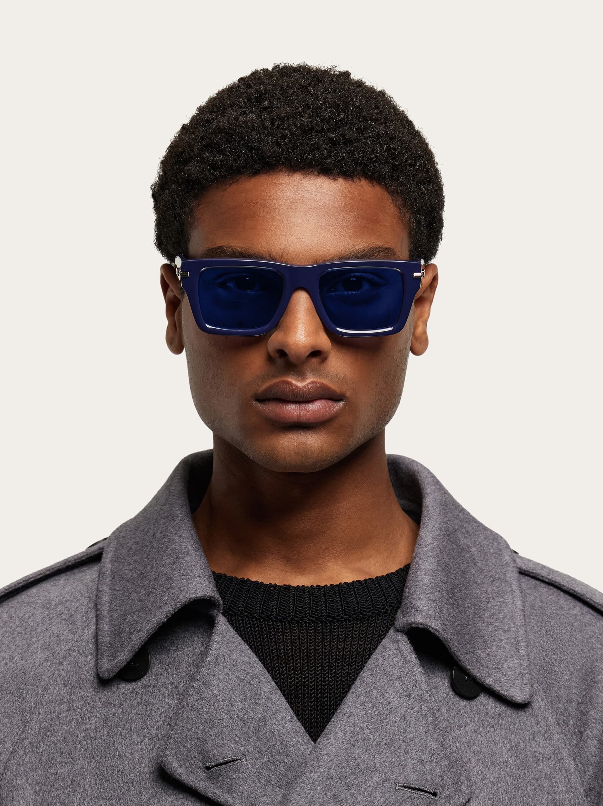  Ferragamo Men Rectangular Frame Sunglasses Blue 