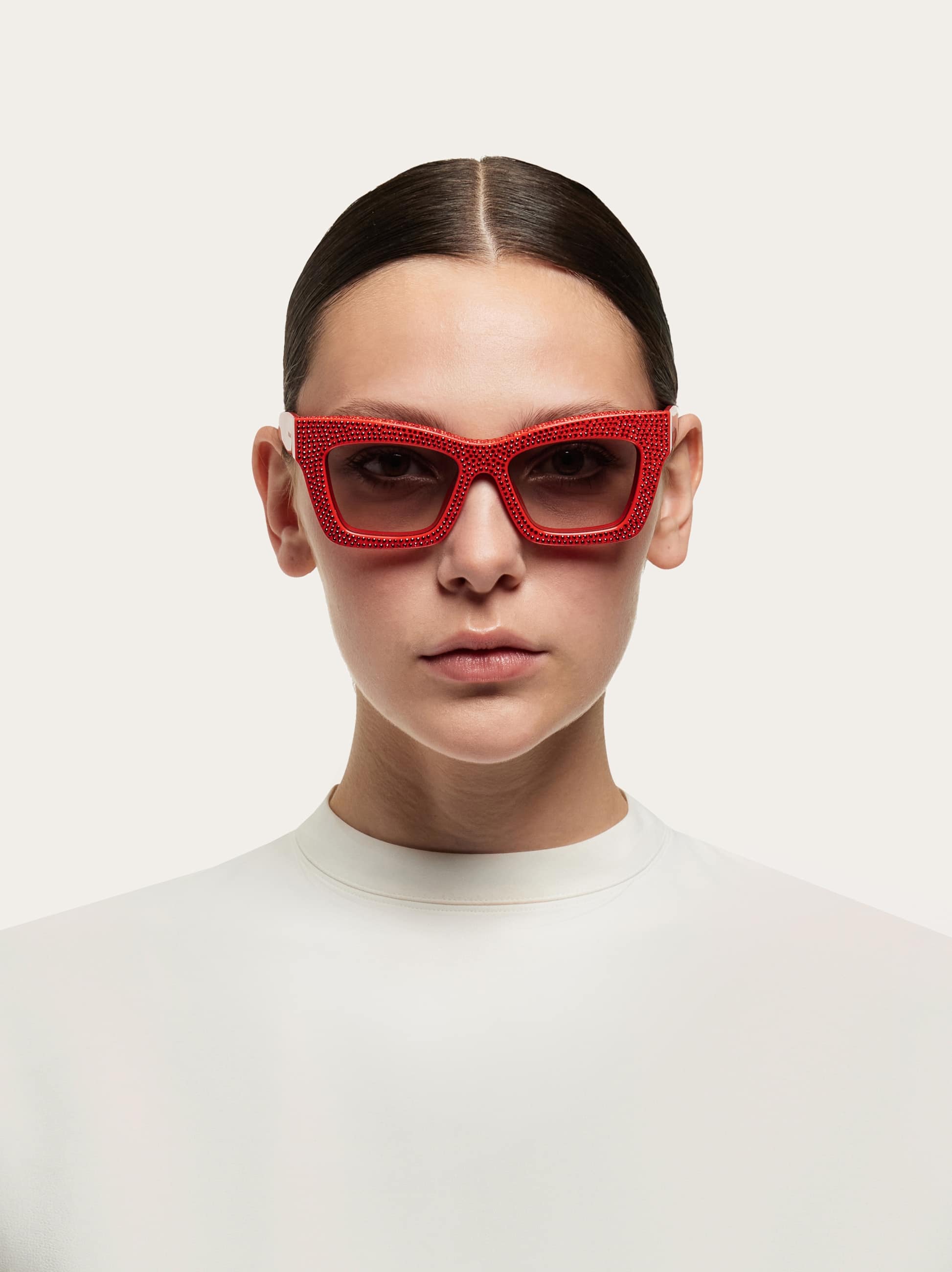  Ferragamo Damen Rechteckige Sonnenbrillen Rot 