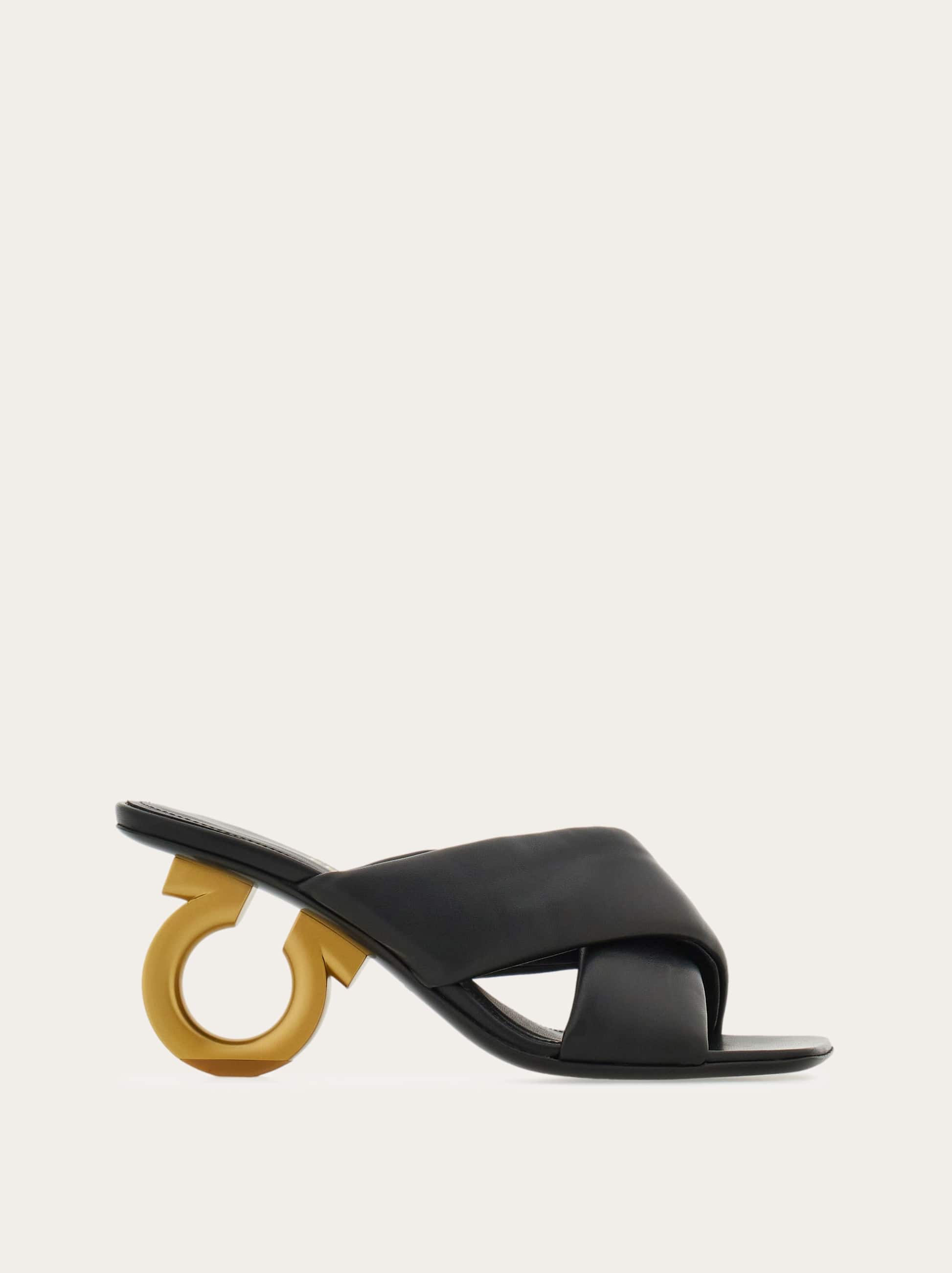 Ferragamo Zilda 70 Gancini Leather Sandals In Black