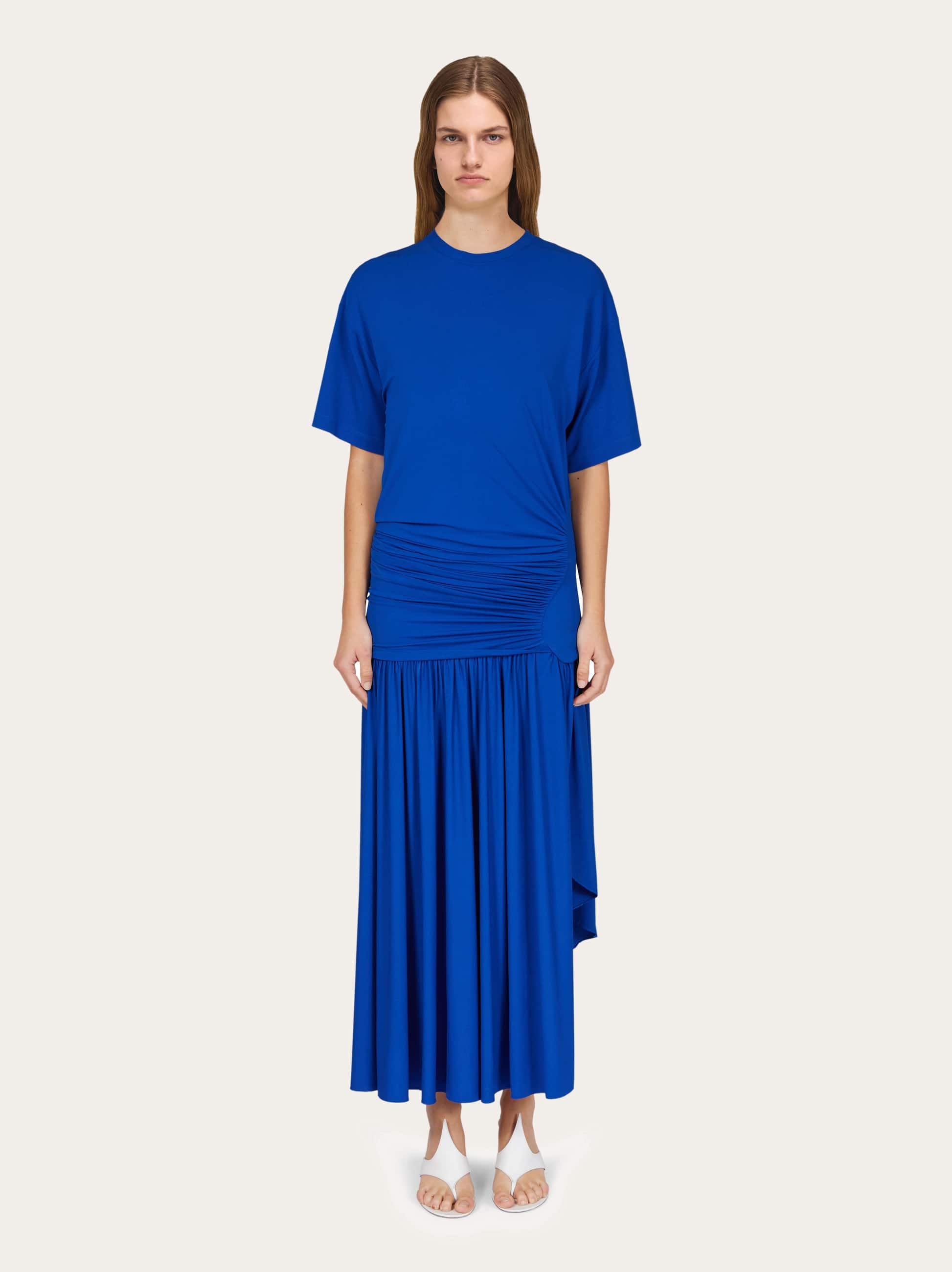 Ferragamo Asymmetric Jersey Midi Dress