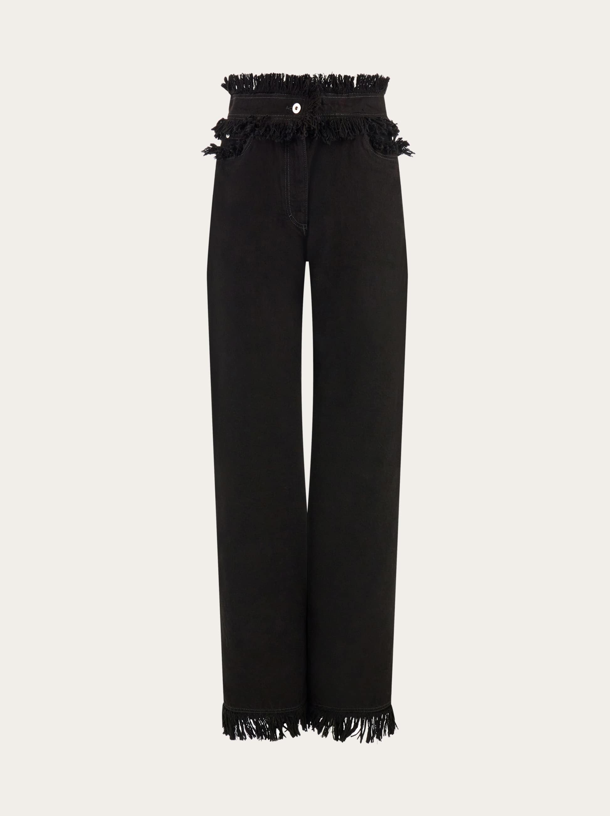 Ferragamo Donna Denim con sfrangiature Nero