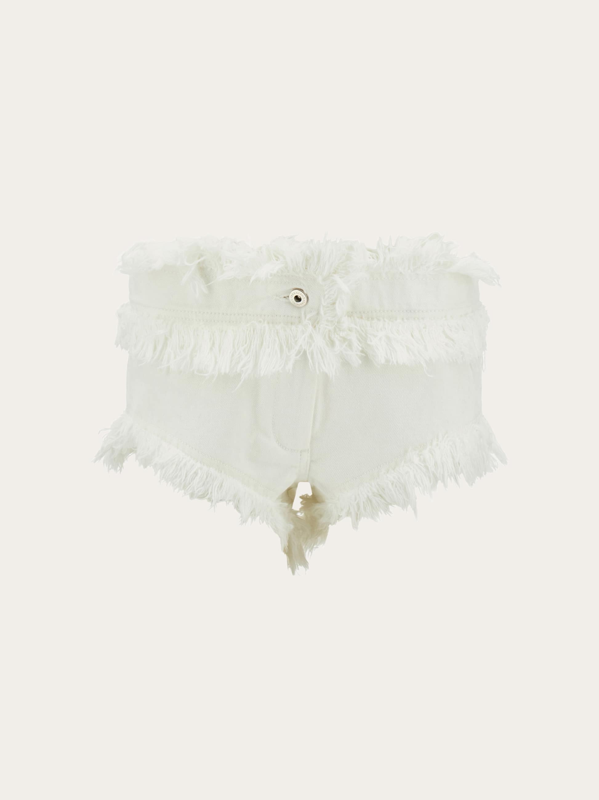 Ferragamo Frayed Denim Shorts In White