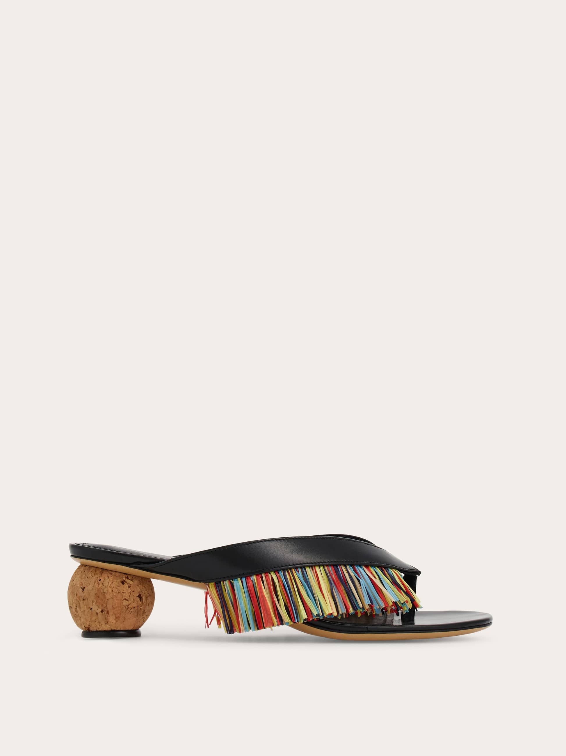 Ferragamo Donna Infradito con frangia Nero Taglia 35.5