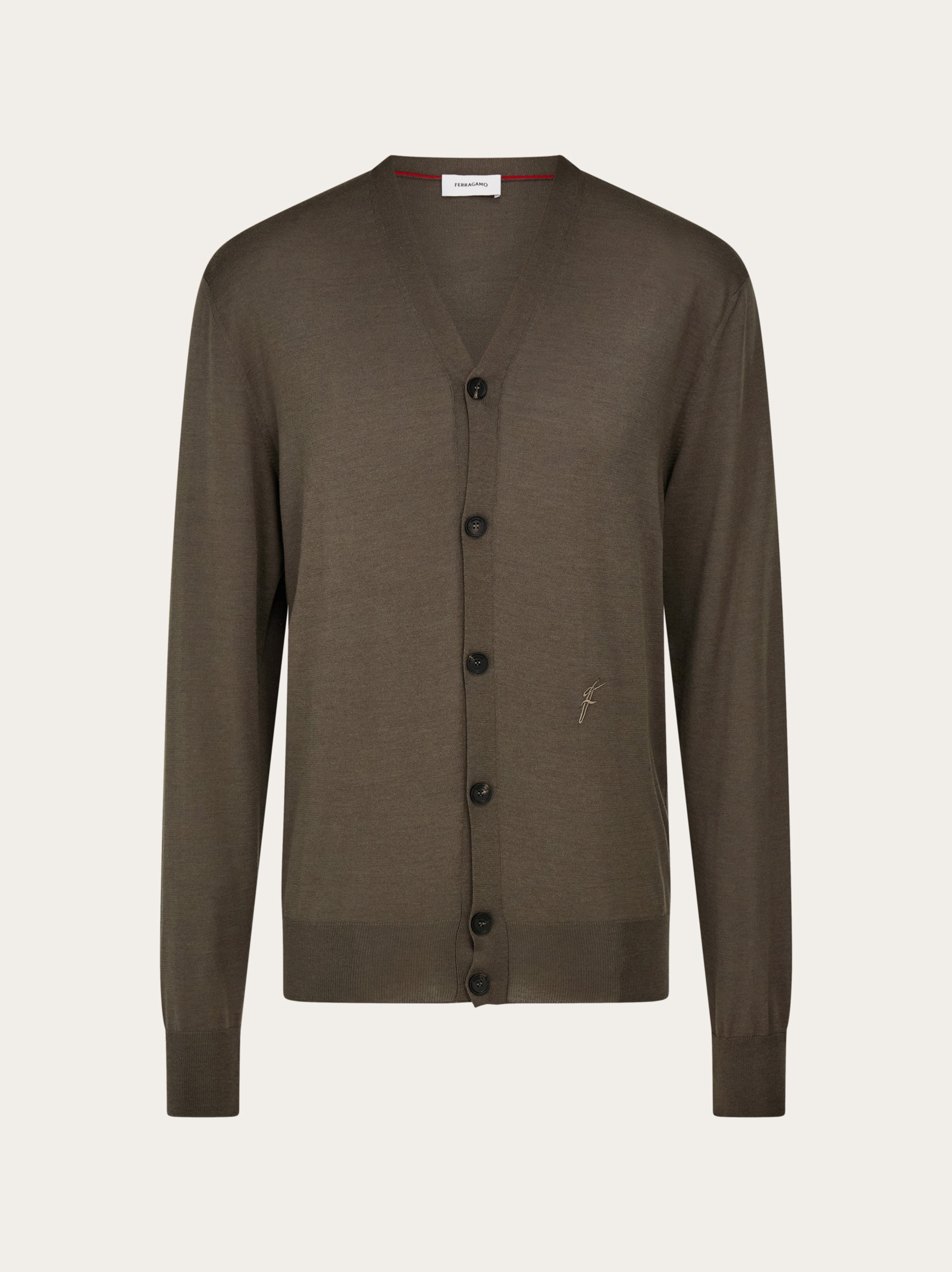 Ferragamo Uomo Cardigan in misto seta Grigio