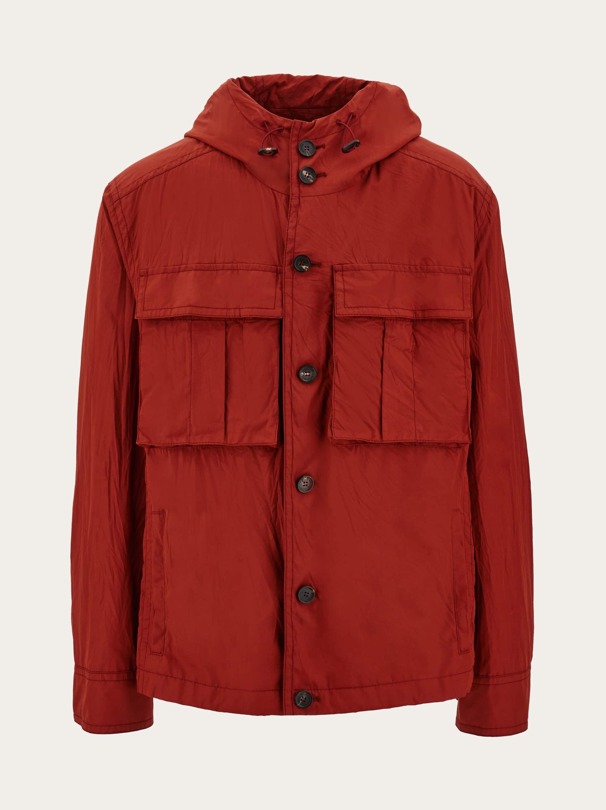 Ferragamo Uomo Giaccone con cappuccio Rosso