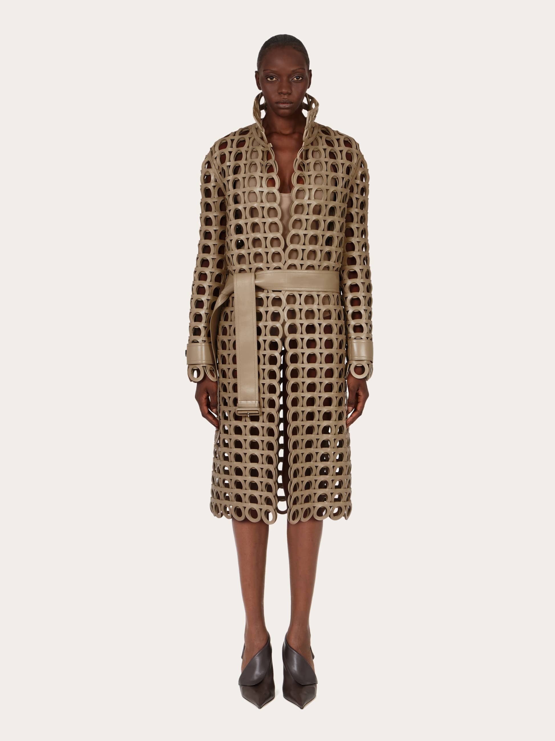 Ferragamo Nappa Coat In Green