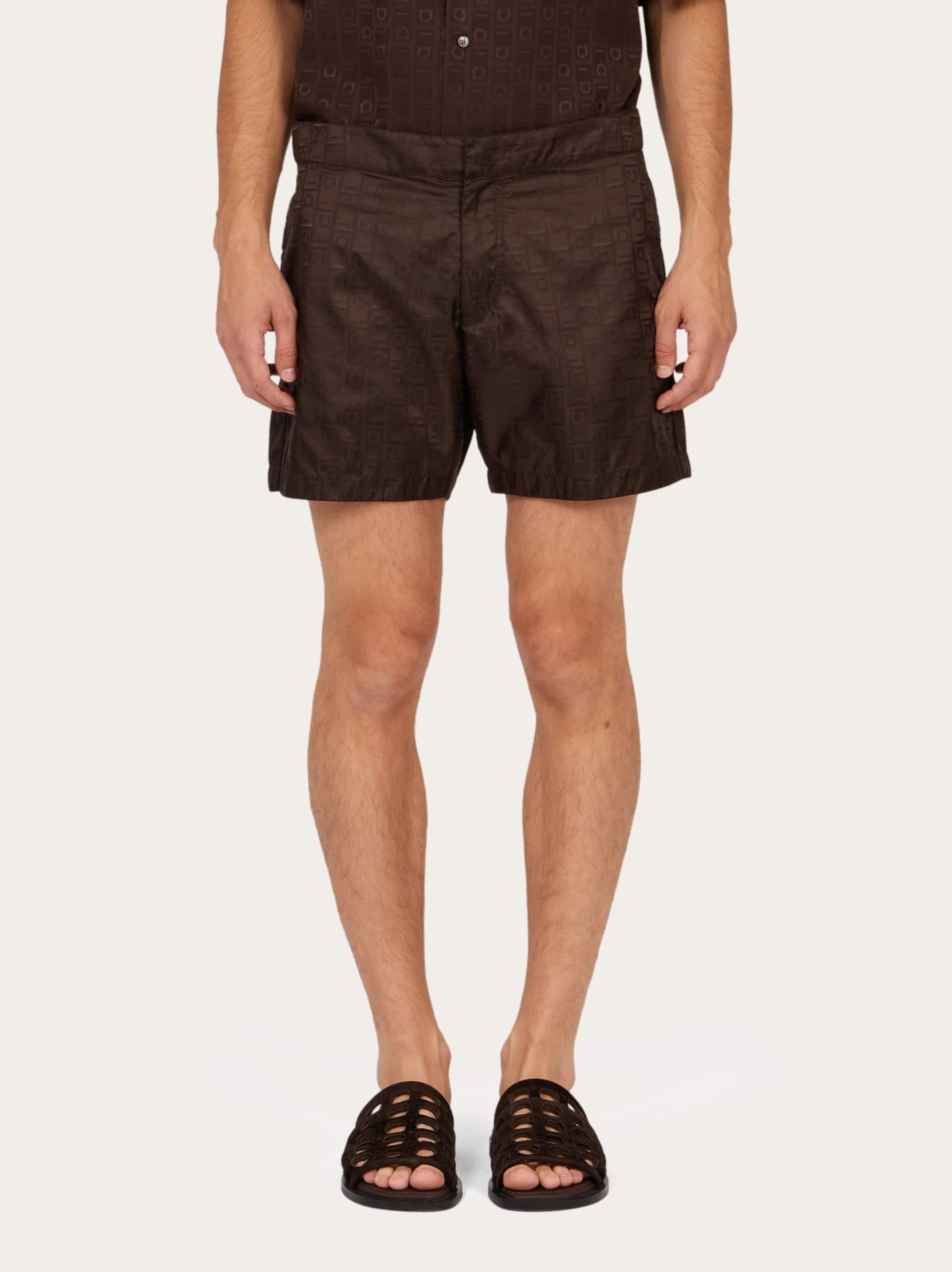 Ferragamo Monogram Bermuda Short In Brown