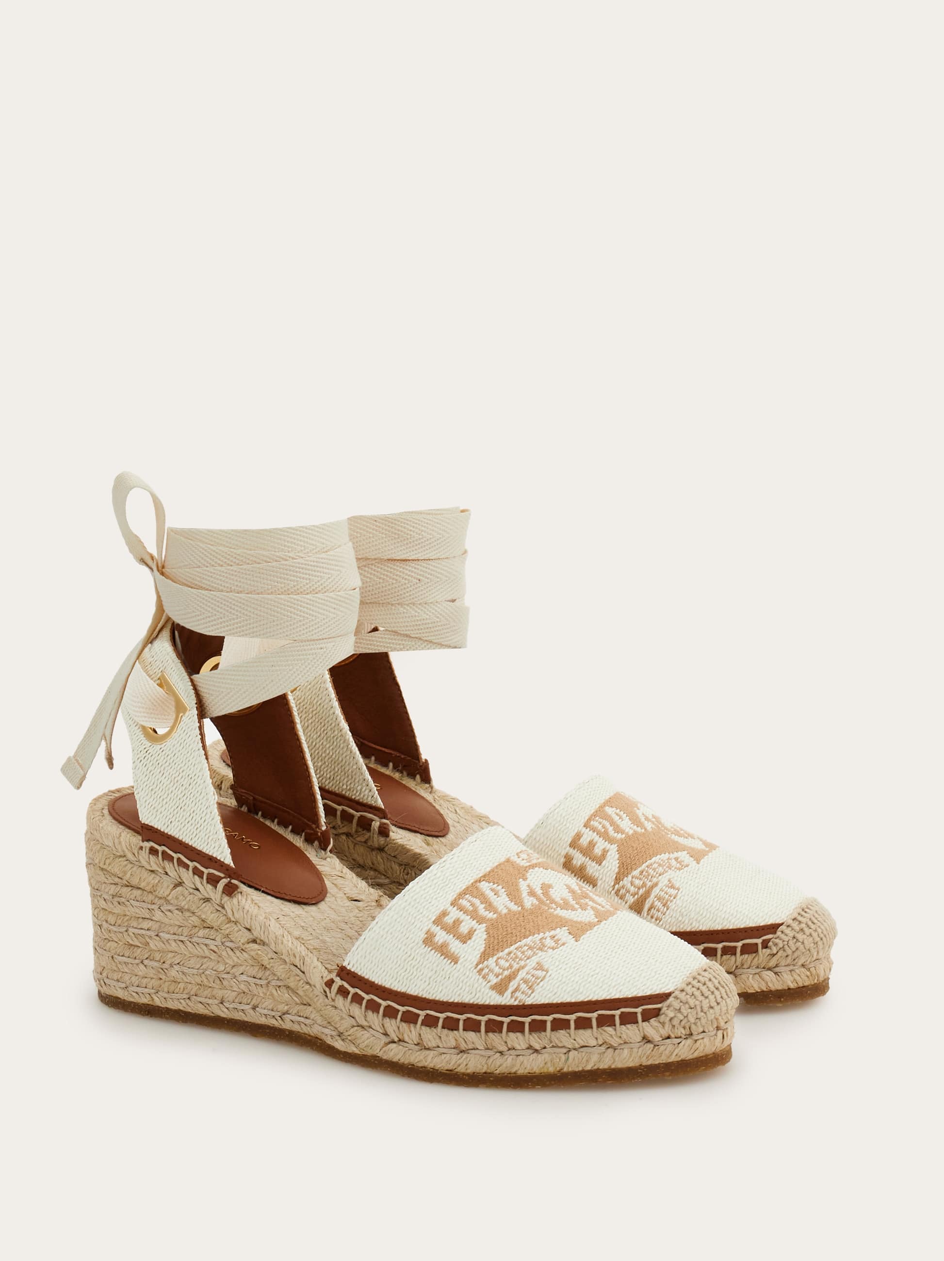  Ferragamo Damen Espadrilles Mit Absatz Beige Größe 35.5 