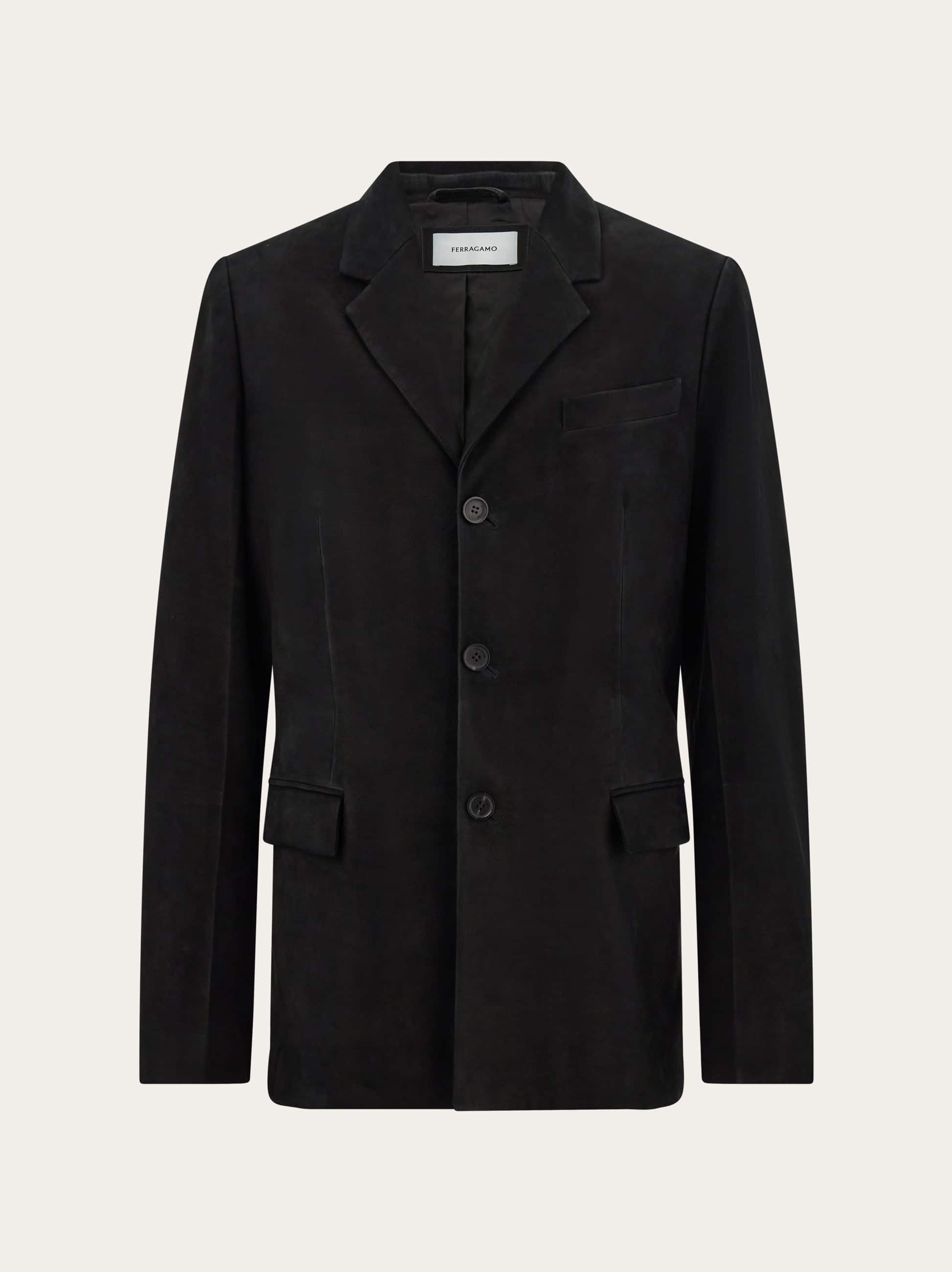 Ferragamo Leather Blazer In Black