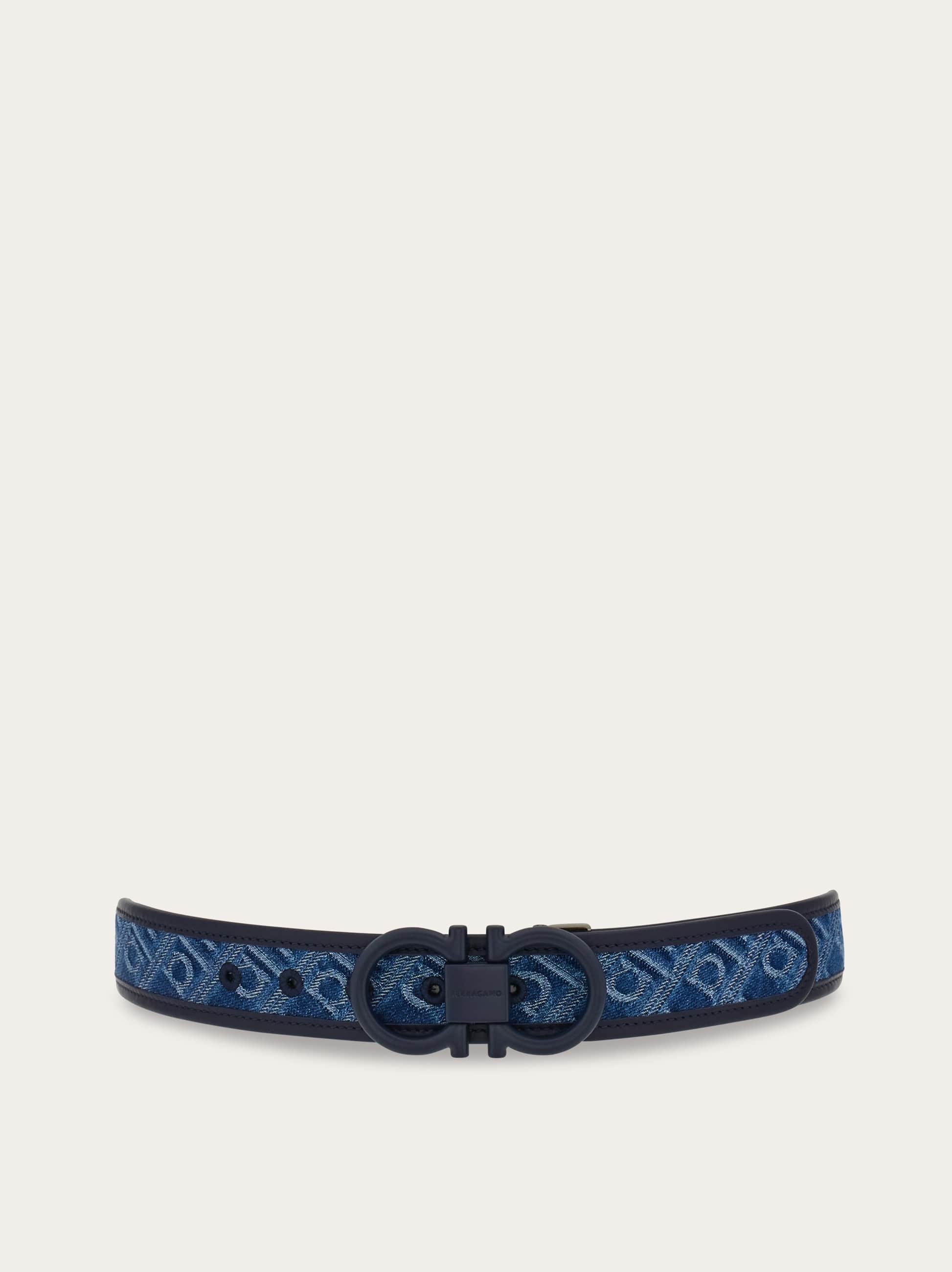 Ferragamo Monogram Adjustable Belt In Blue