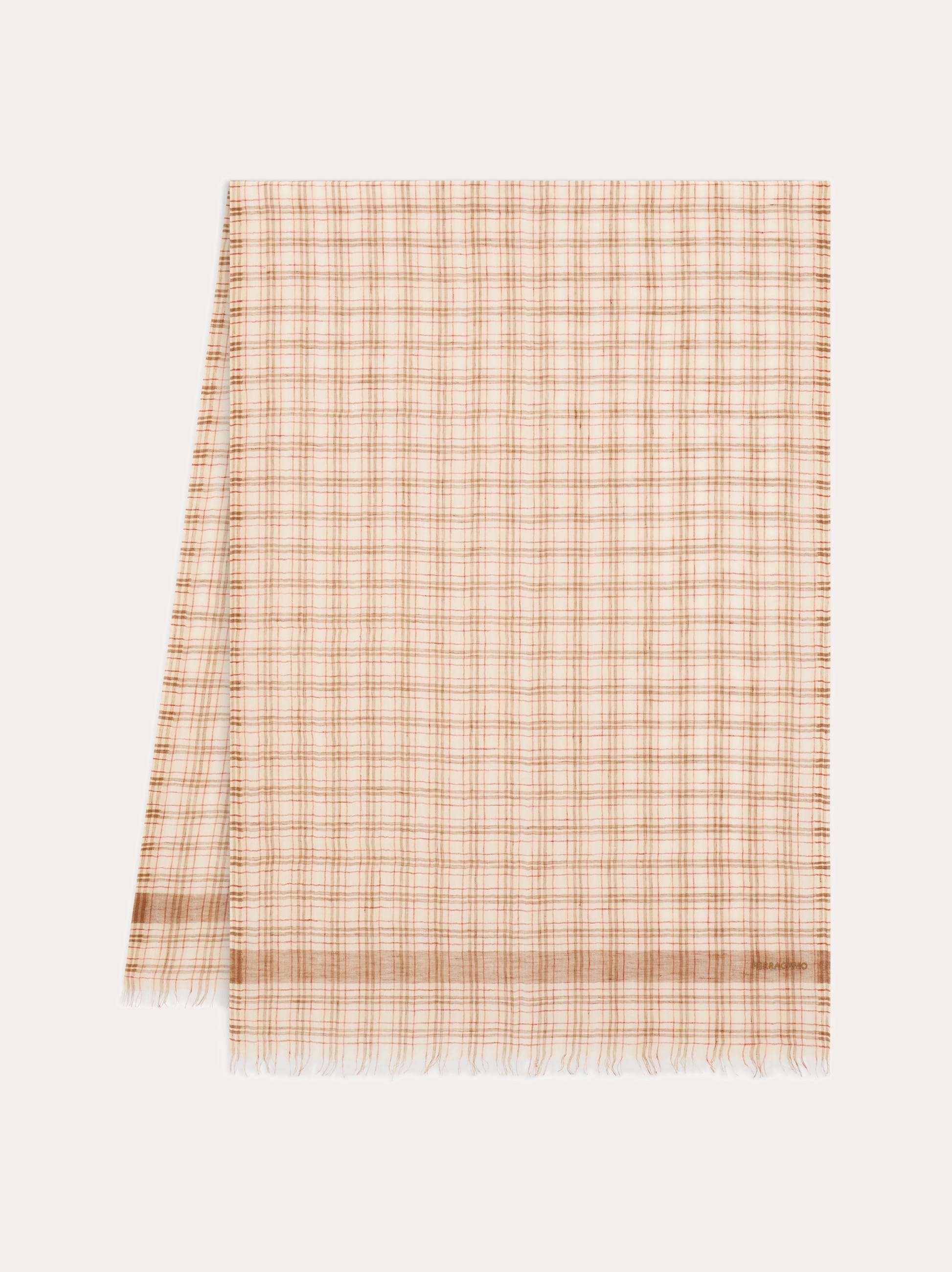 Ferragamo Linen Tartan Stole In Multicolor