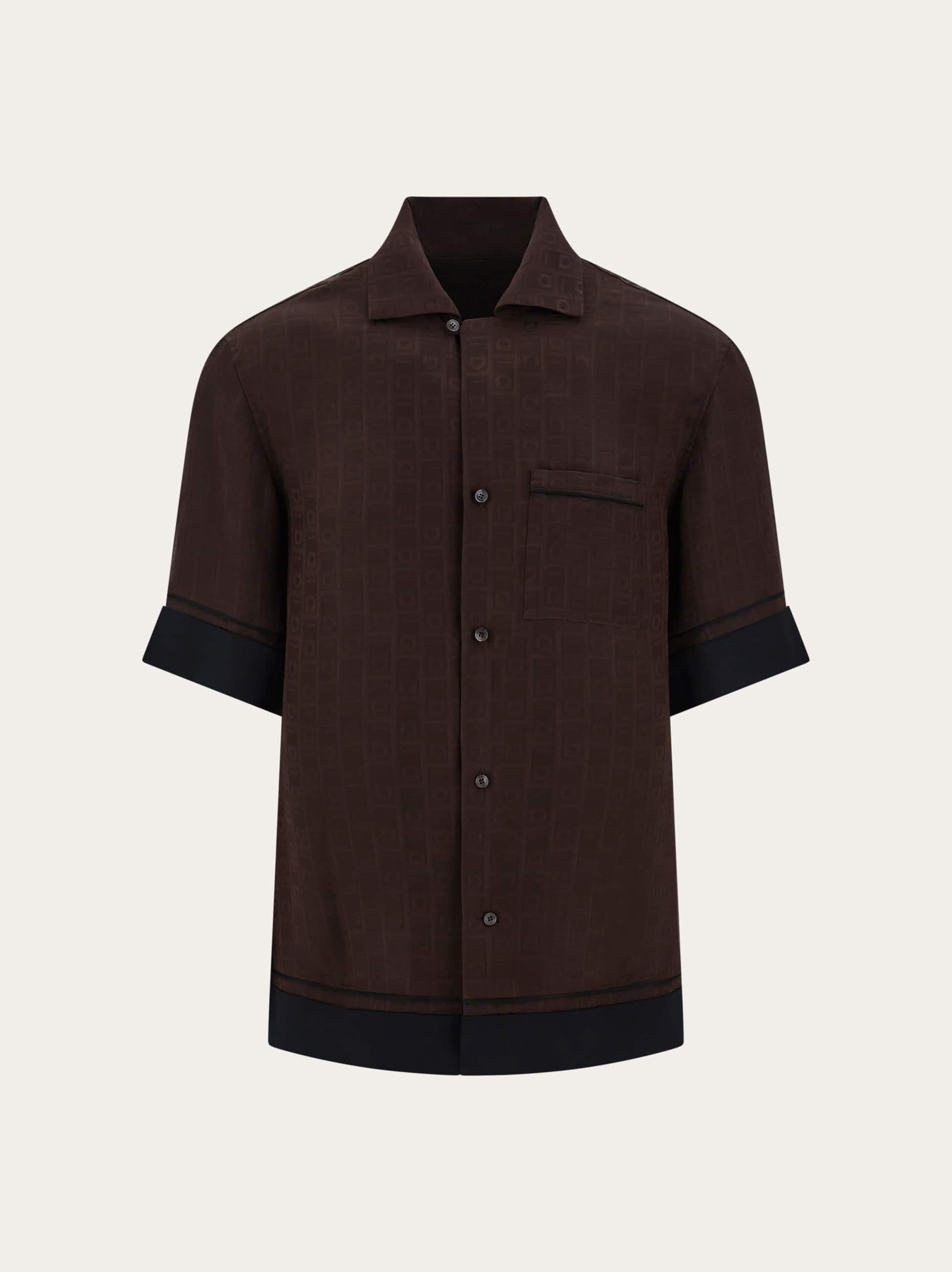 Ferragamo Monogram Short Sleeve Shirt In Brown