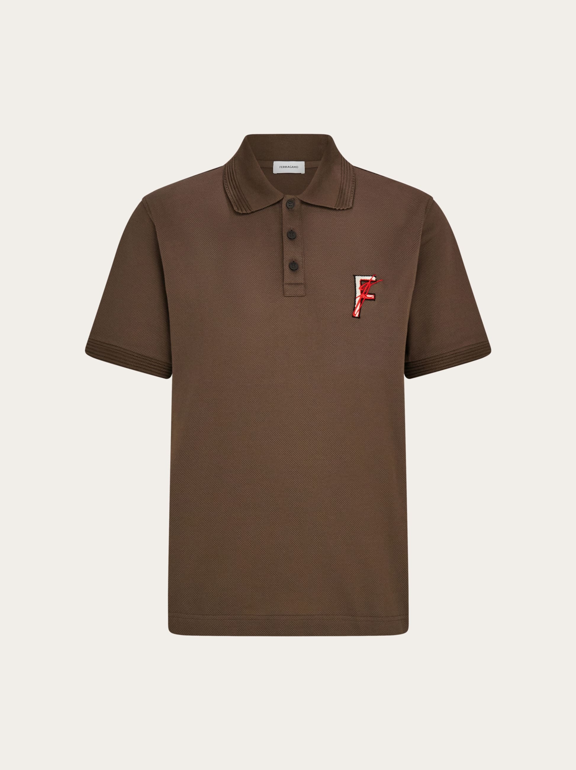 Ferragamo Uomo Polo con doppio ricamo Grigio