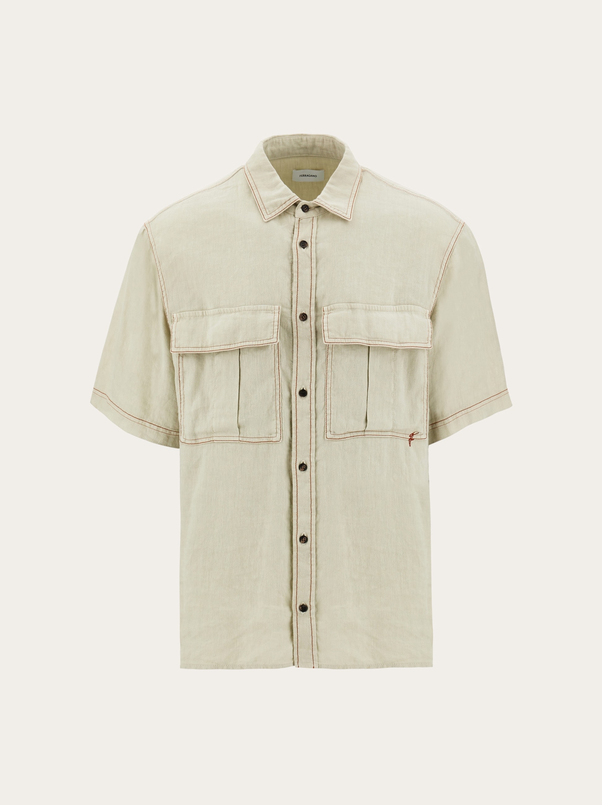 Ferragamo Uomo Camicia con tasconi Beige