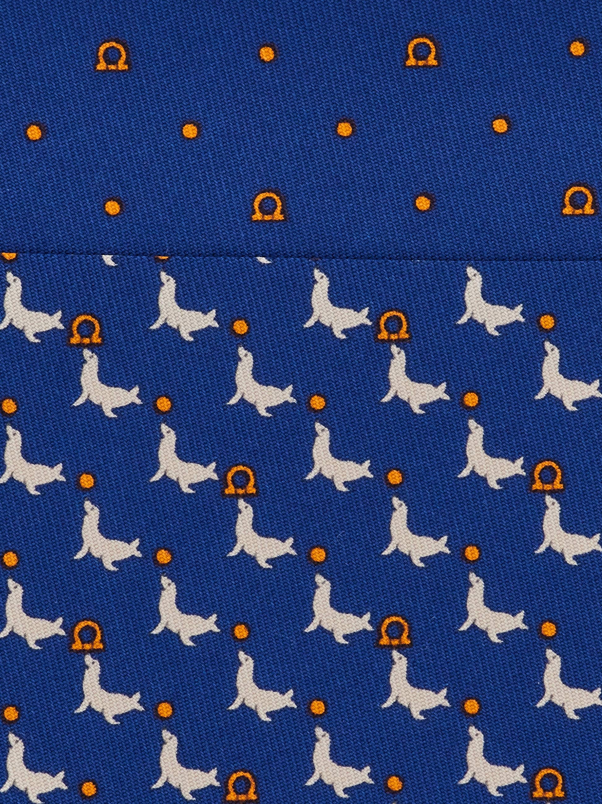 Ferragamo Seal Print Silk Tie In Blue
