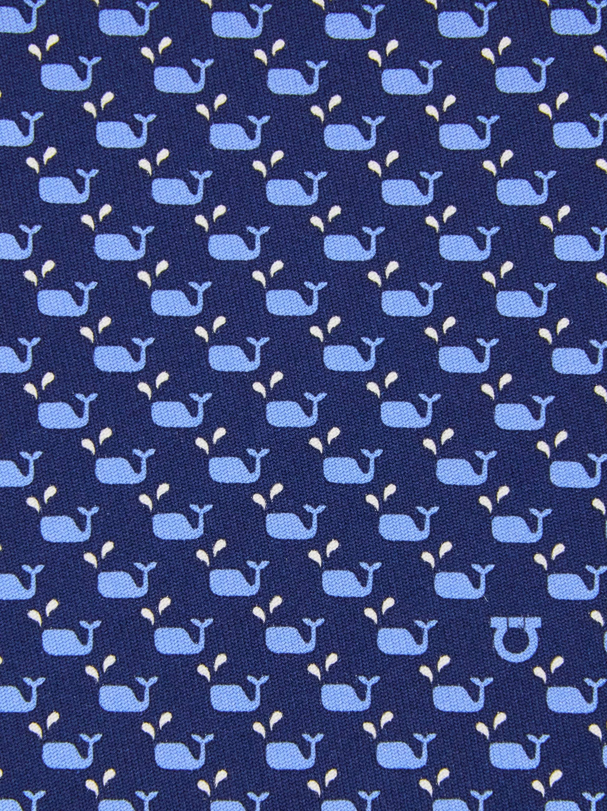 Ferragamo Whale Print Silk Tie In Blue