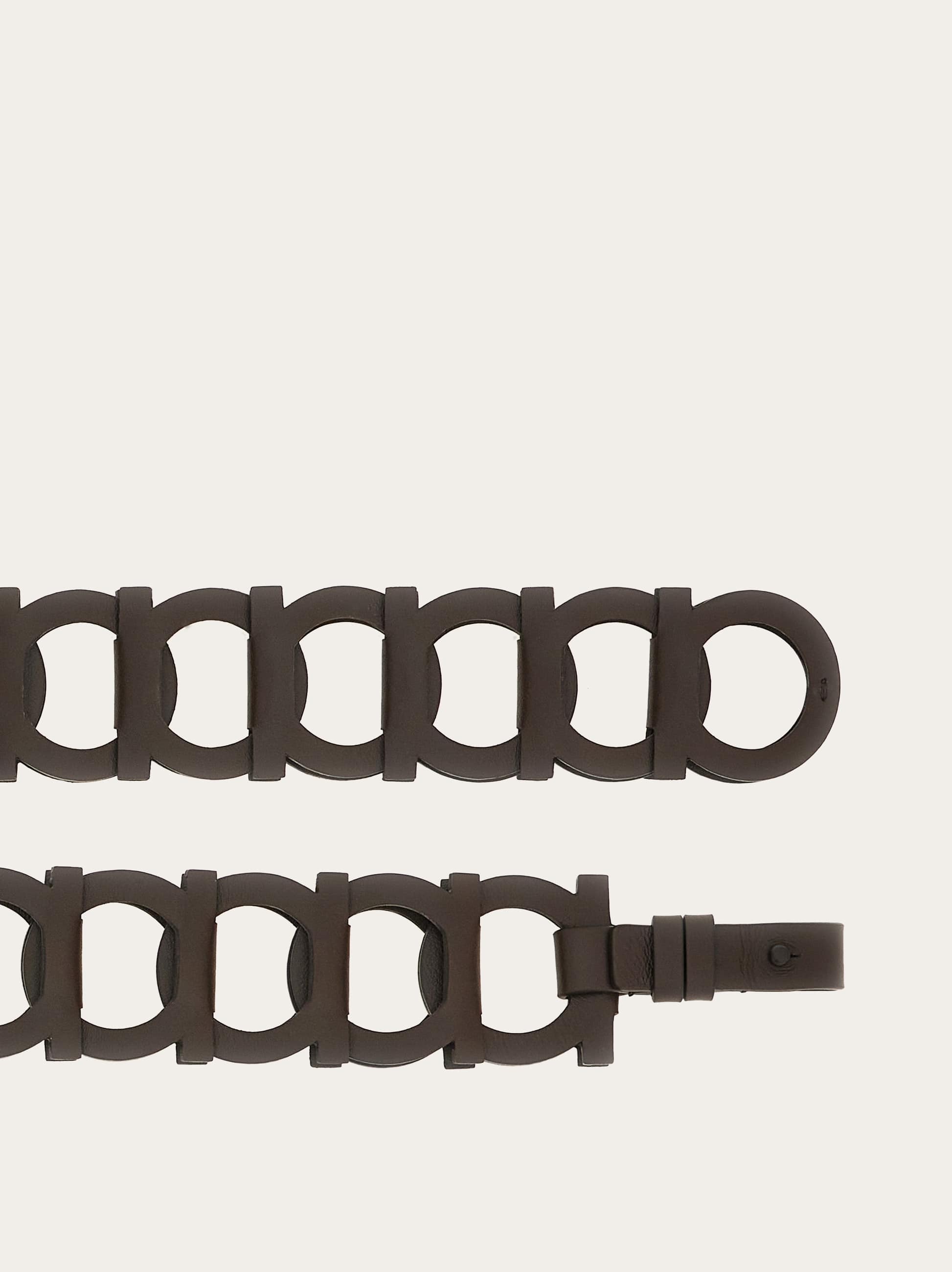 Ferragamo Gancini Link Leather Belt In Brown