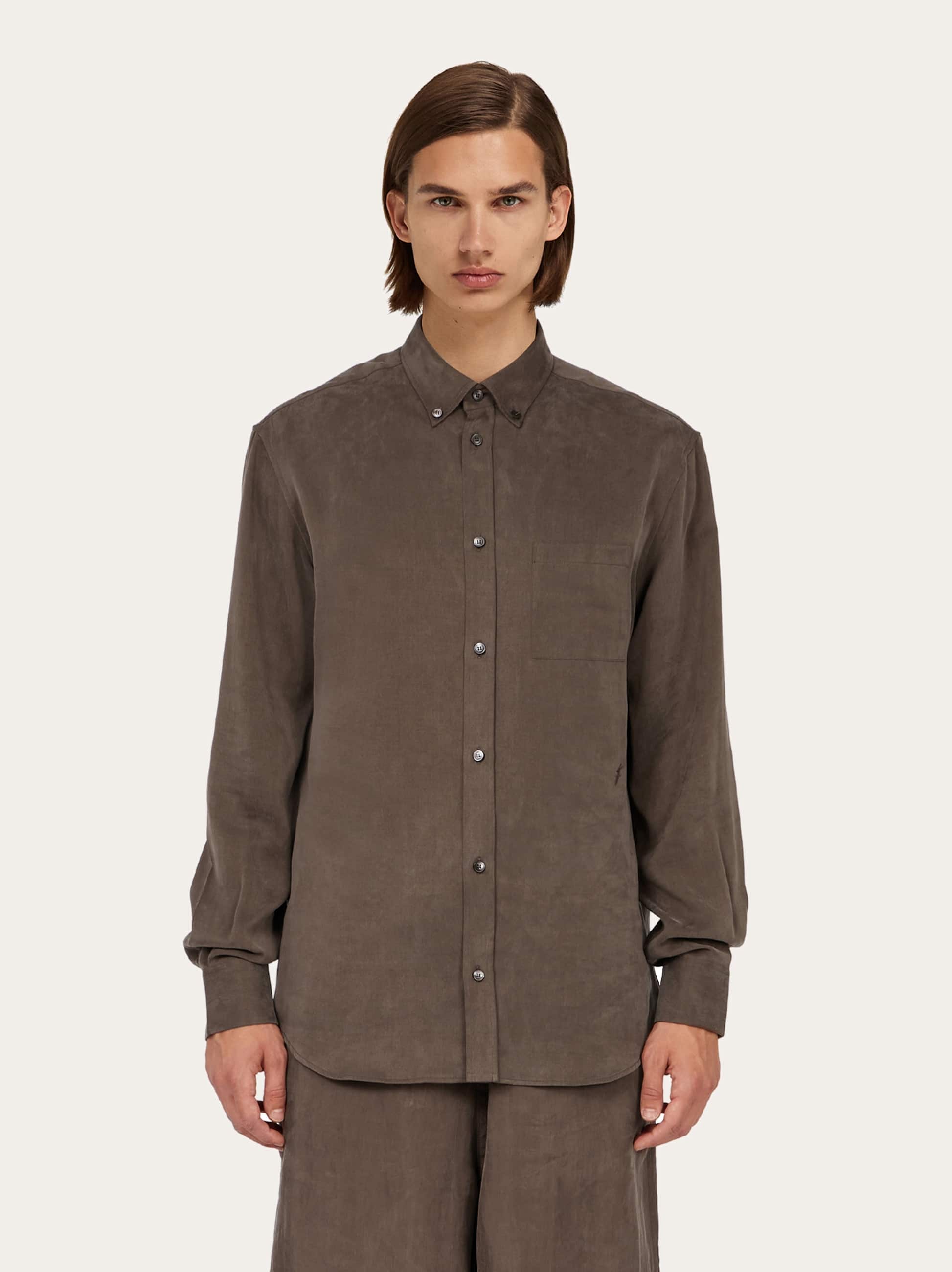 Ferragamo Long-sleeved Shirt In Grey