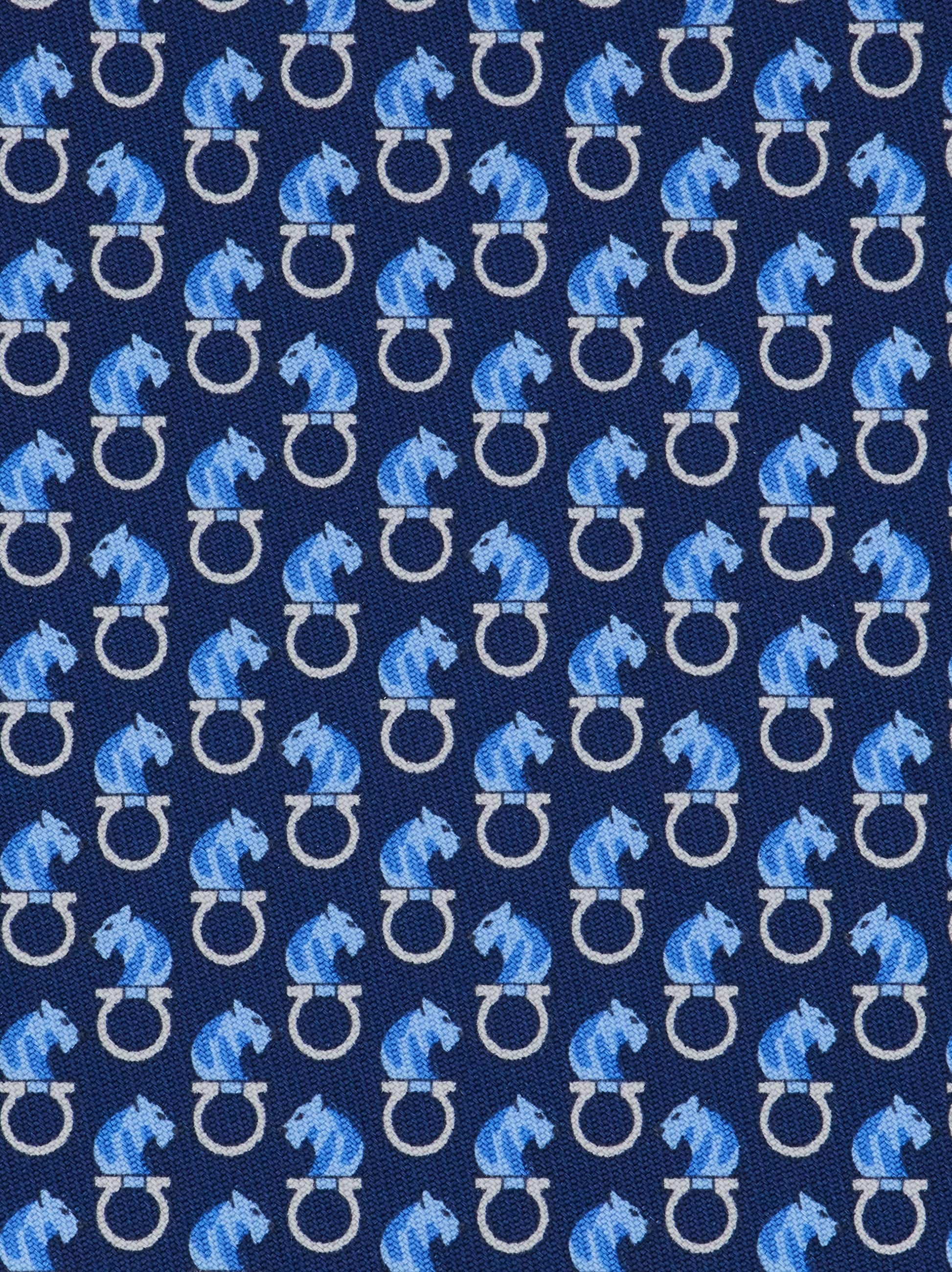 Ferragamo All-over Feline Print Silk Tie In Blue