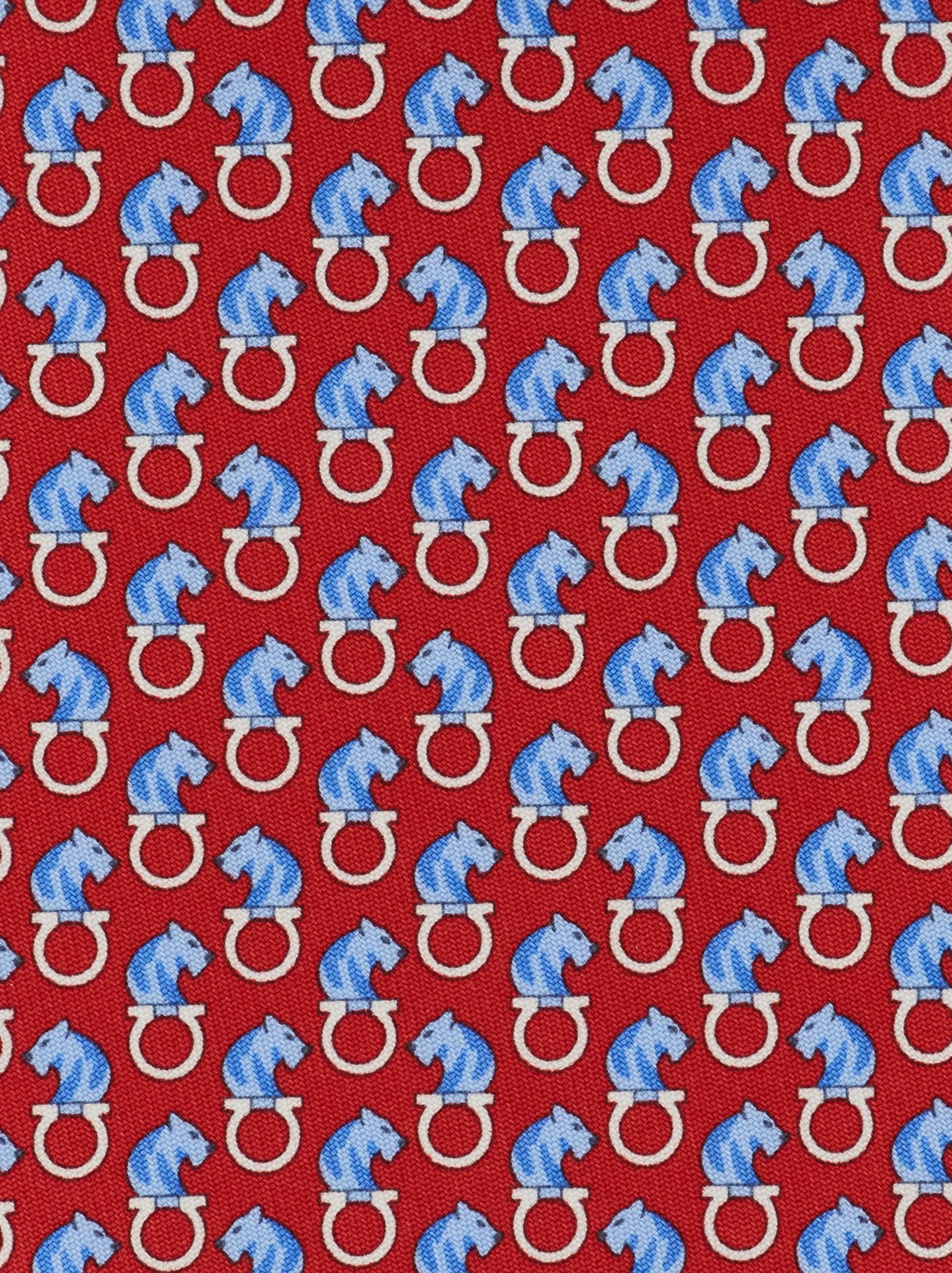 Ferragamo Feline Print Silk Tie In Red