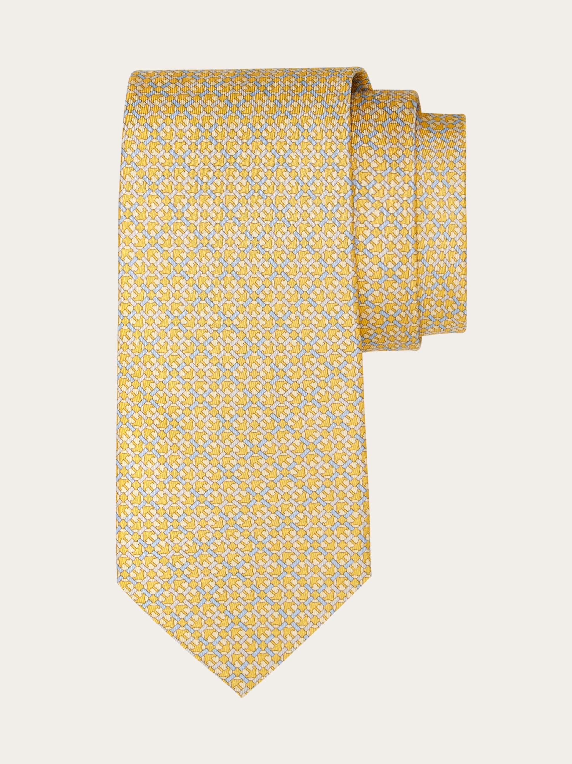 Ferragamo Geometric-patterned Tie In Yellow