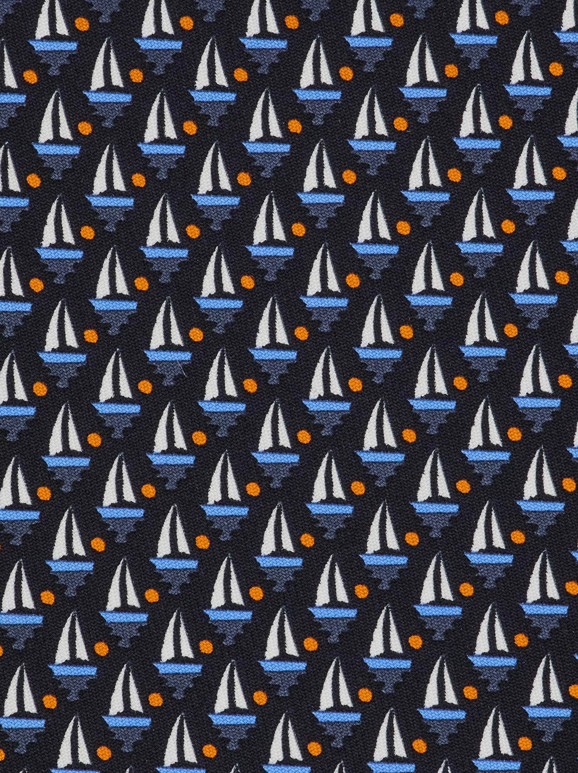 Ferragamo Sailing Boat Print Silk Tie In Black