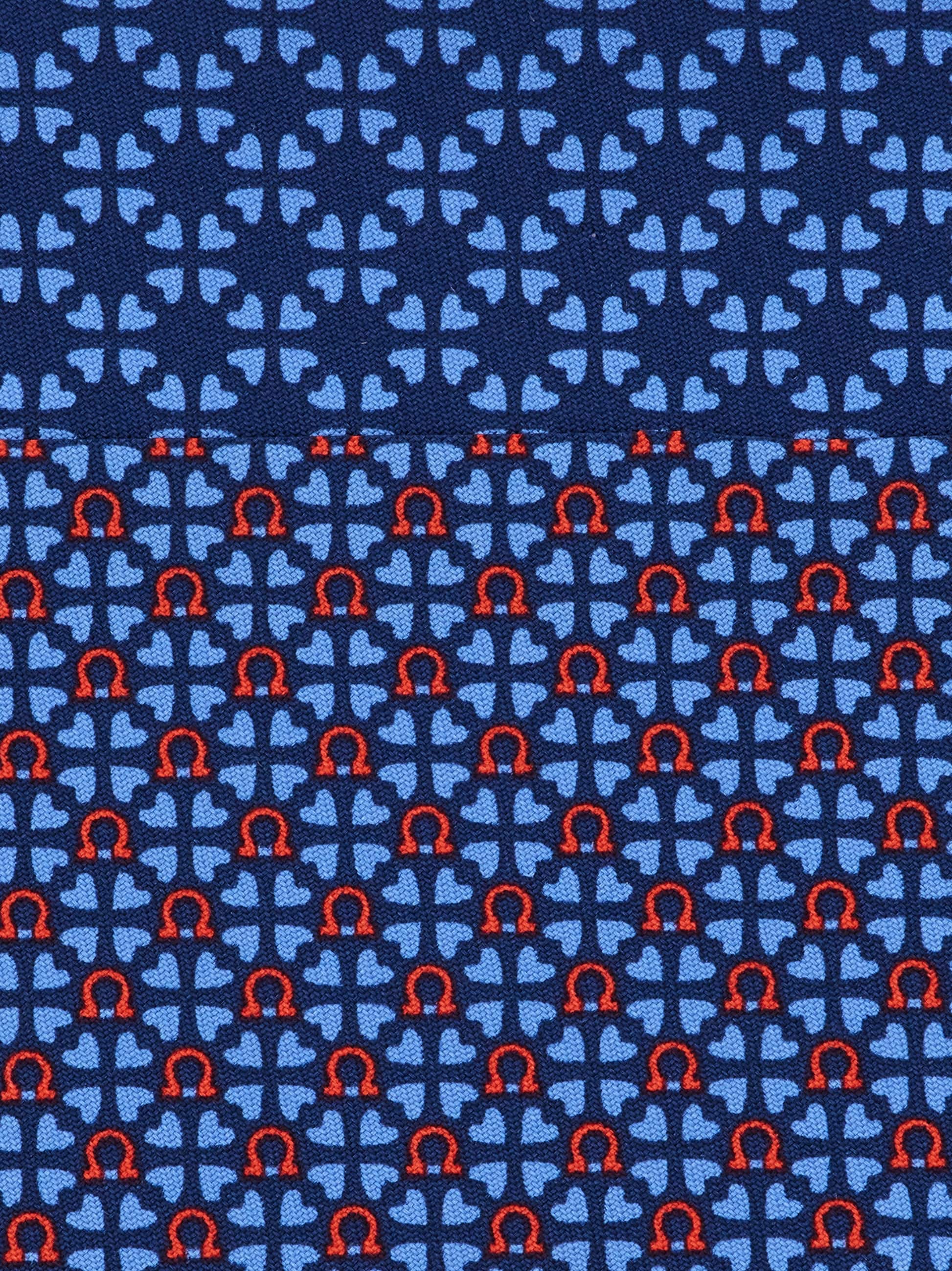 Ferragamo Gancini And Hearts Printed Silk Tie In Blue