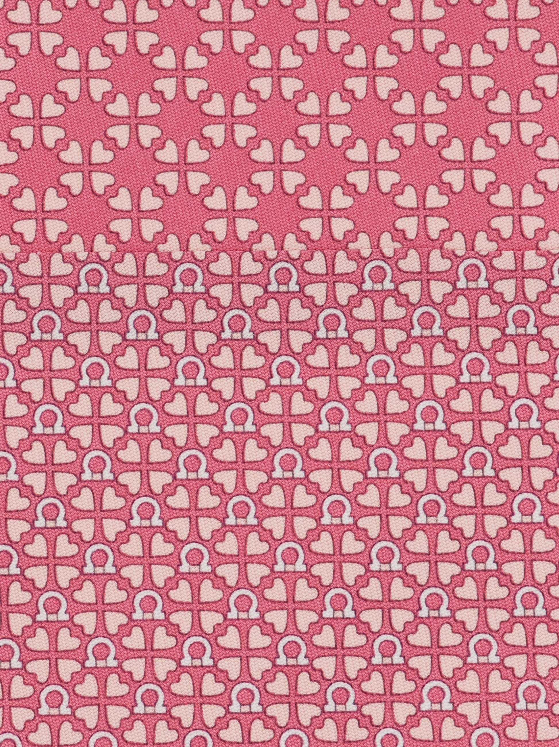 Ferragamo Gancini And Hearts Printed Silk Tie In Pink