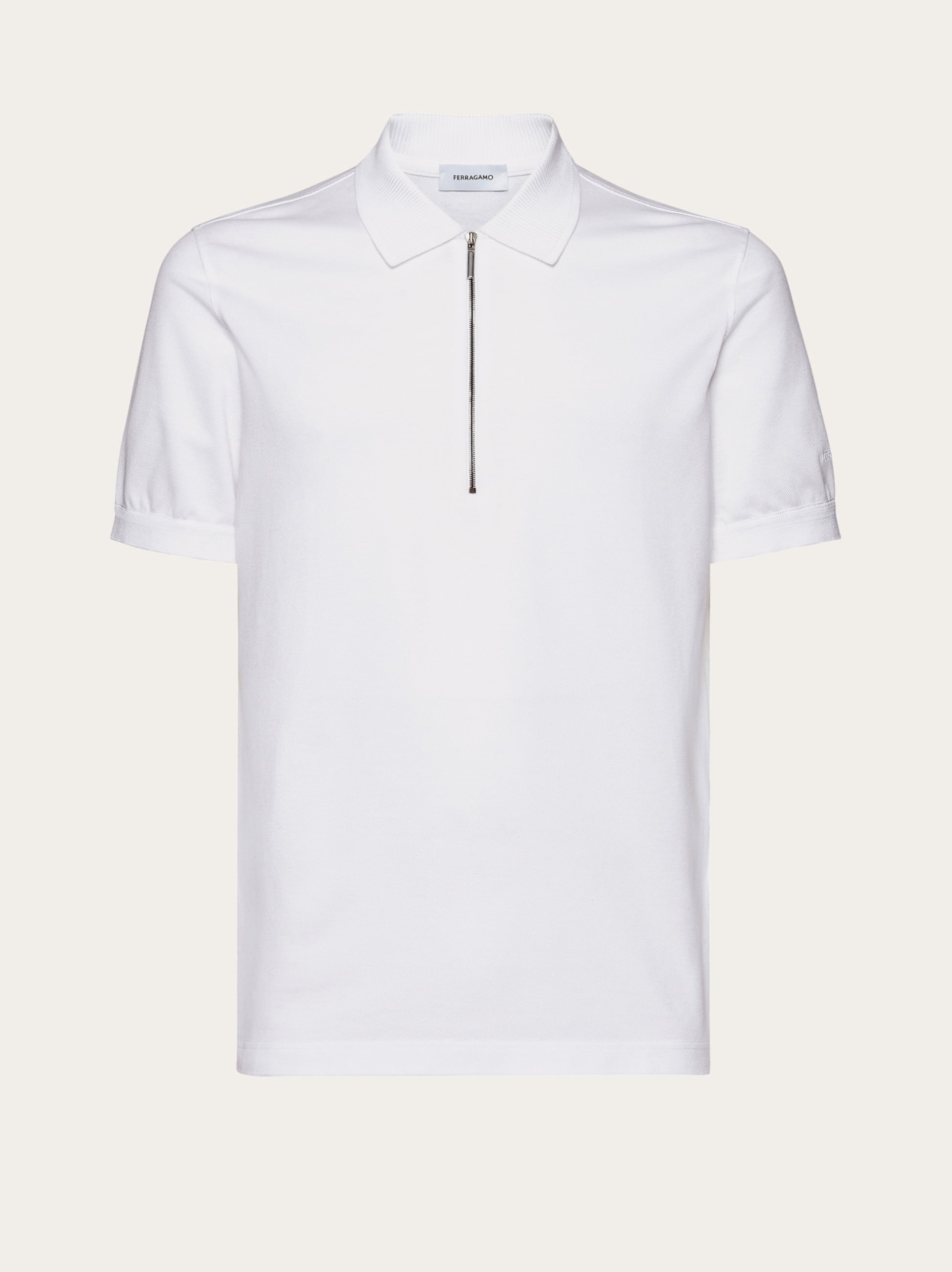 Ferragamo Uomo Polo con zip Bianco