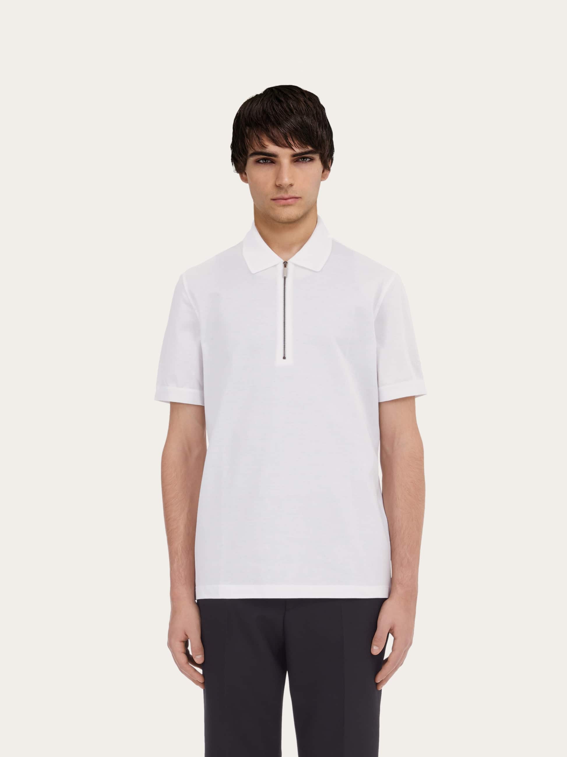  Ferragamo Herren Polo With Zip Collar Weiß 