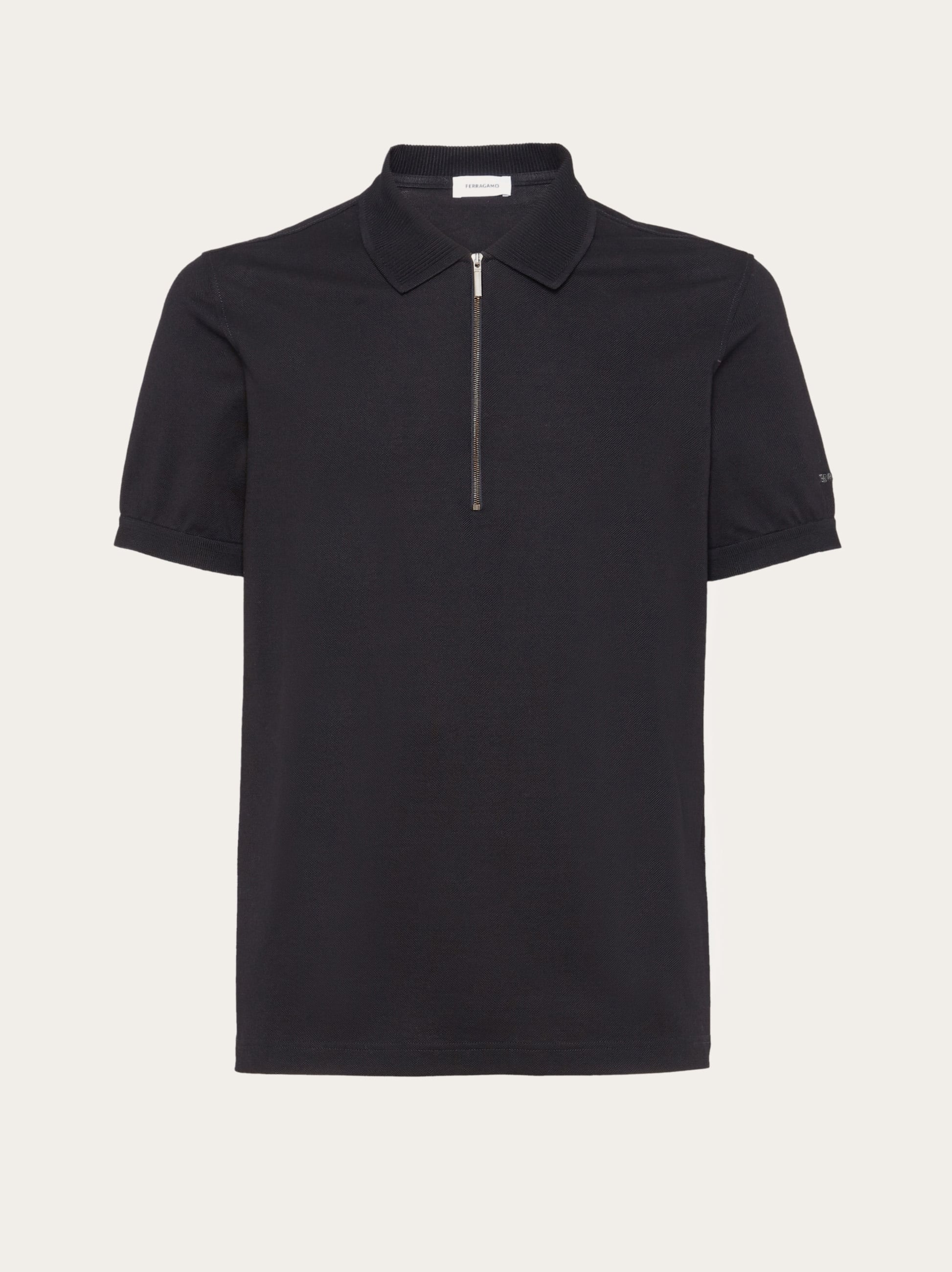 Ferragamo Uomo Polo con zip Nero