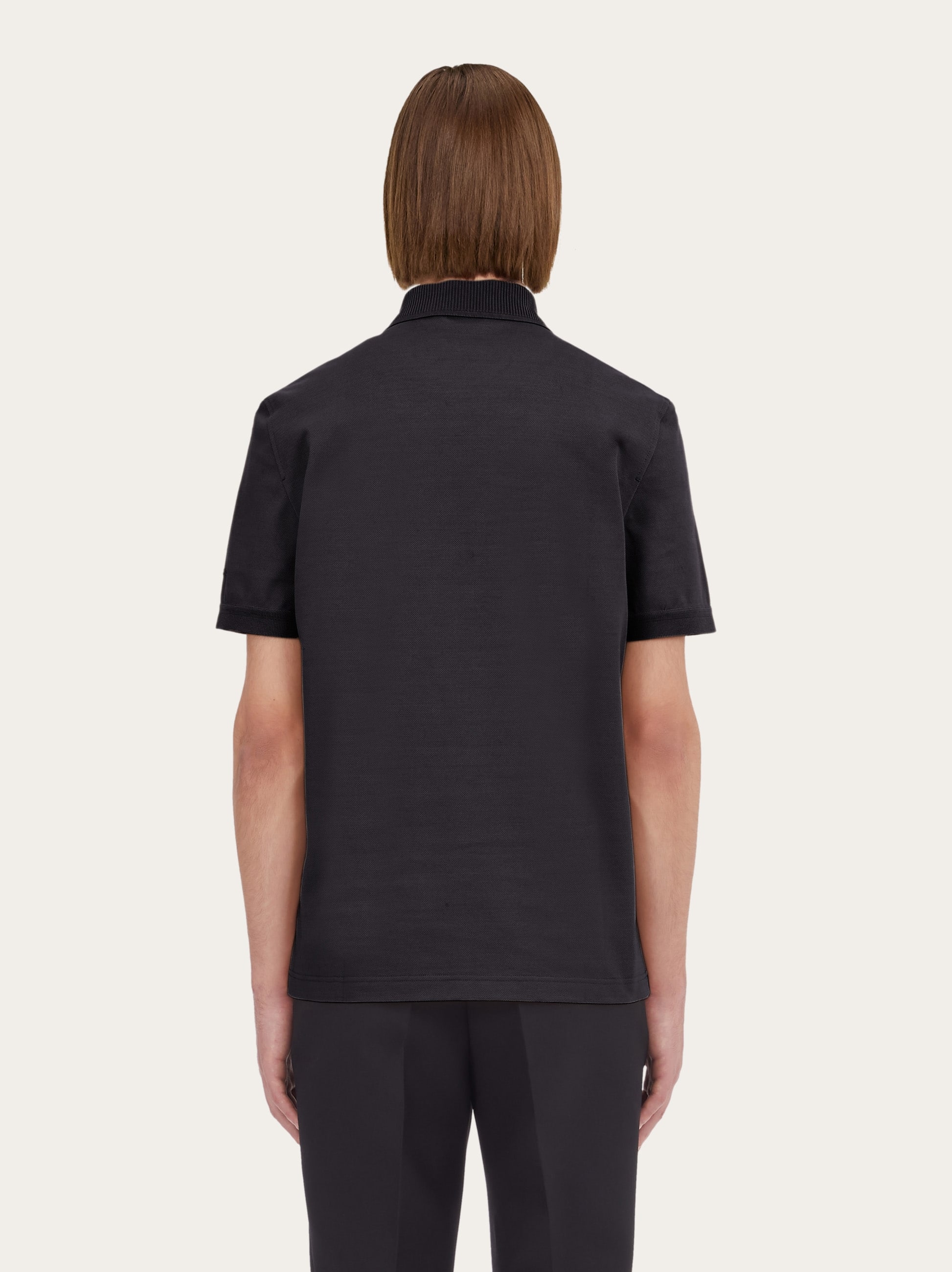  Ferragamo Herren Polohemd Mit Reißverschluss Schwarz 