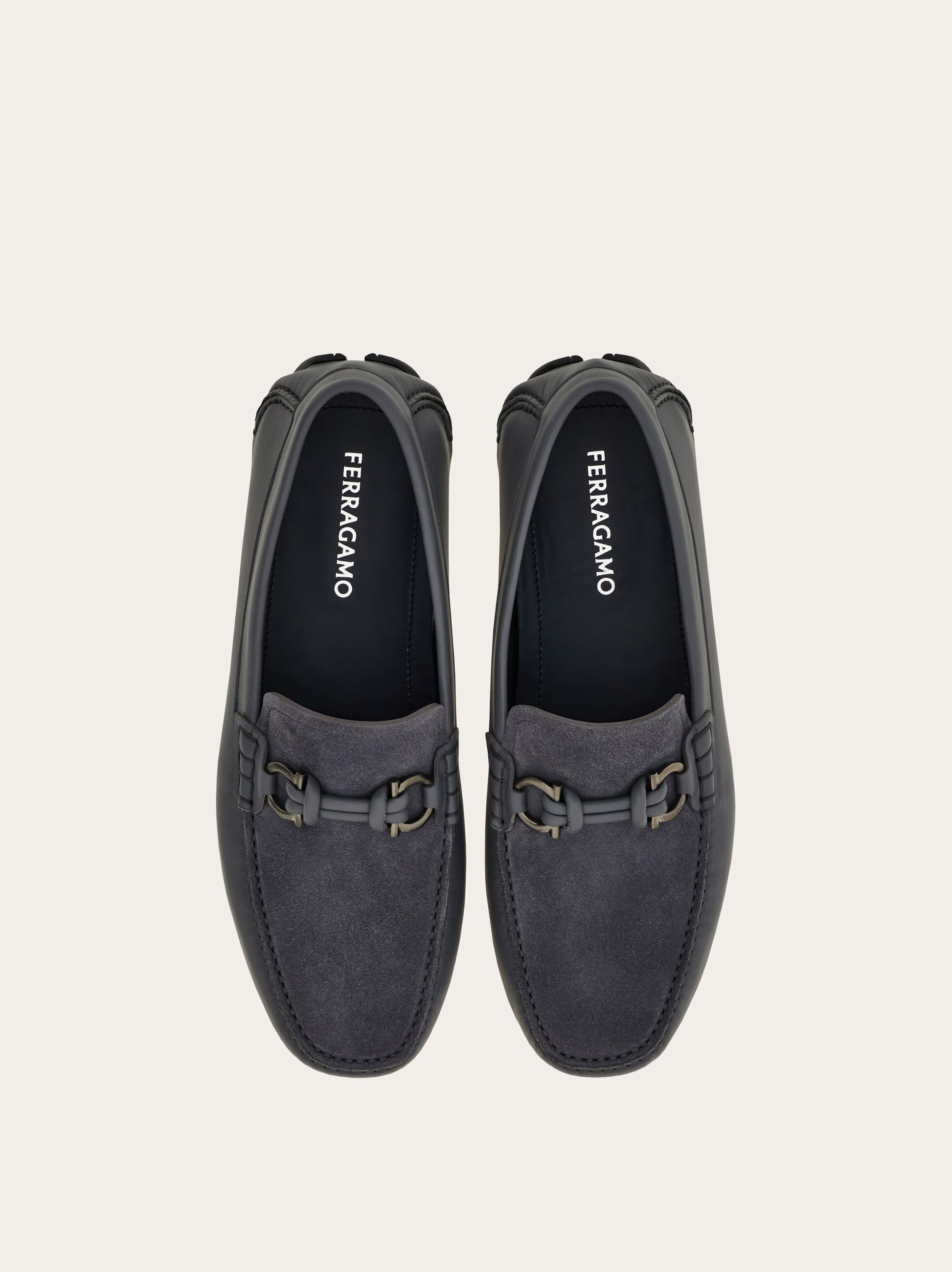 Ferragamo Man Loafers Grey Size 8.5 Calfskin In Grey