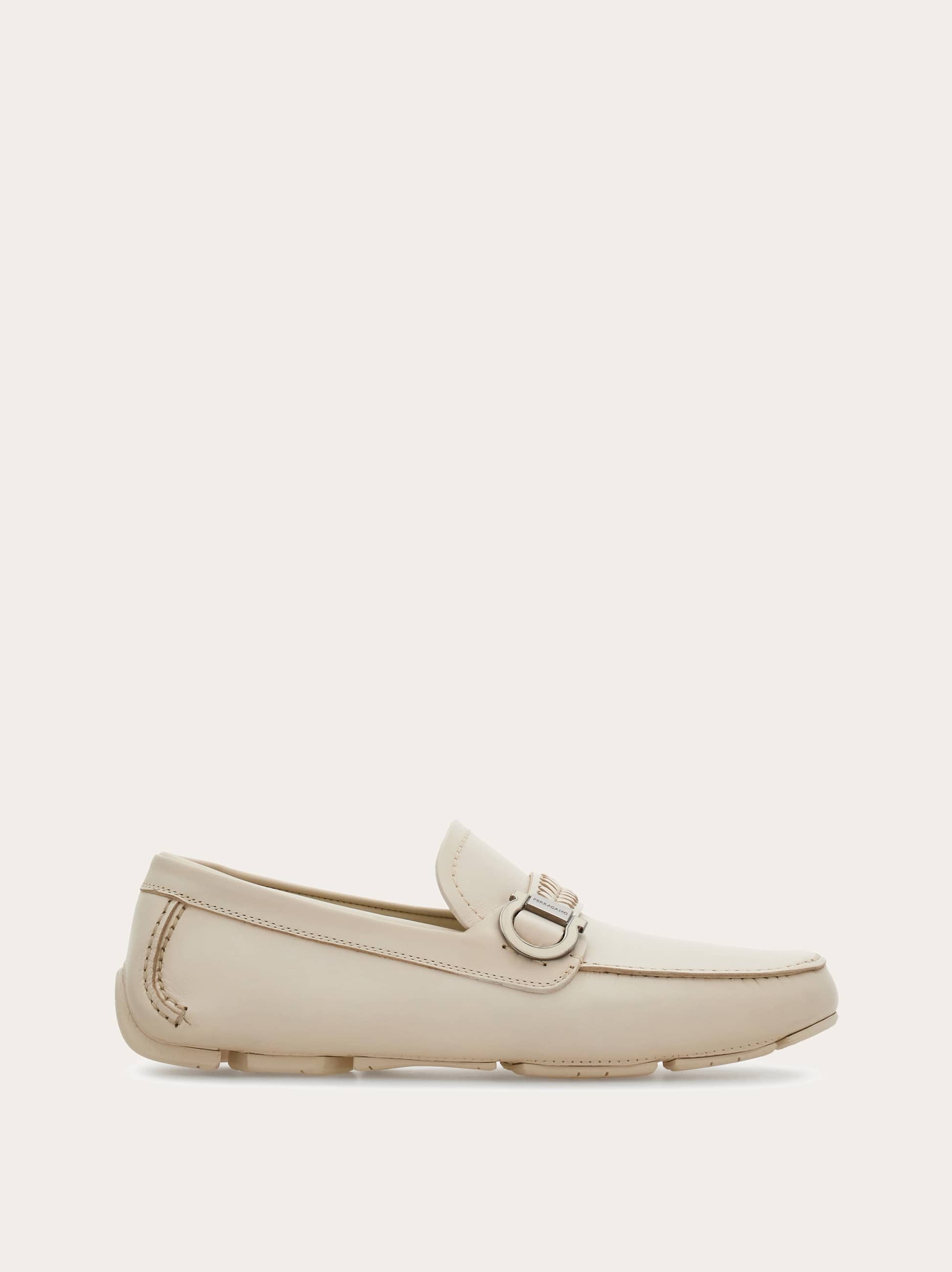 Ferragamo Uomo Driver ornamento Gancini Bianco Taglia 40