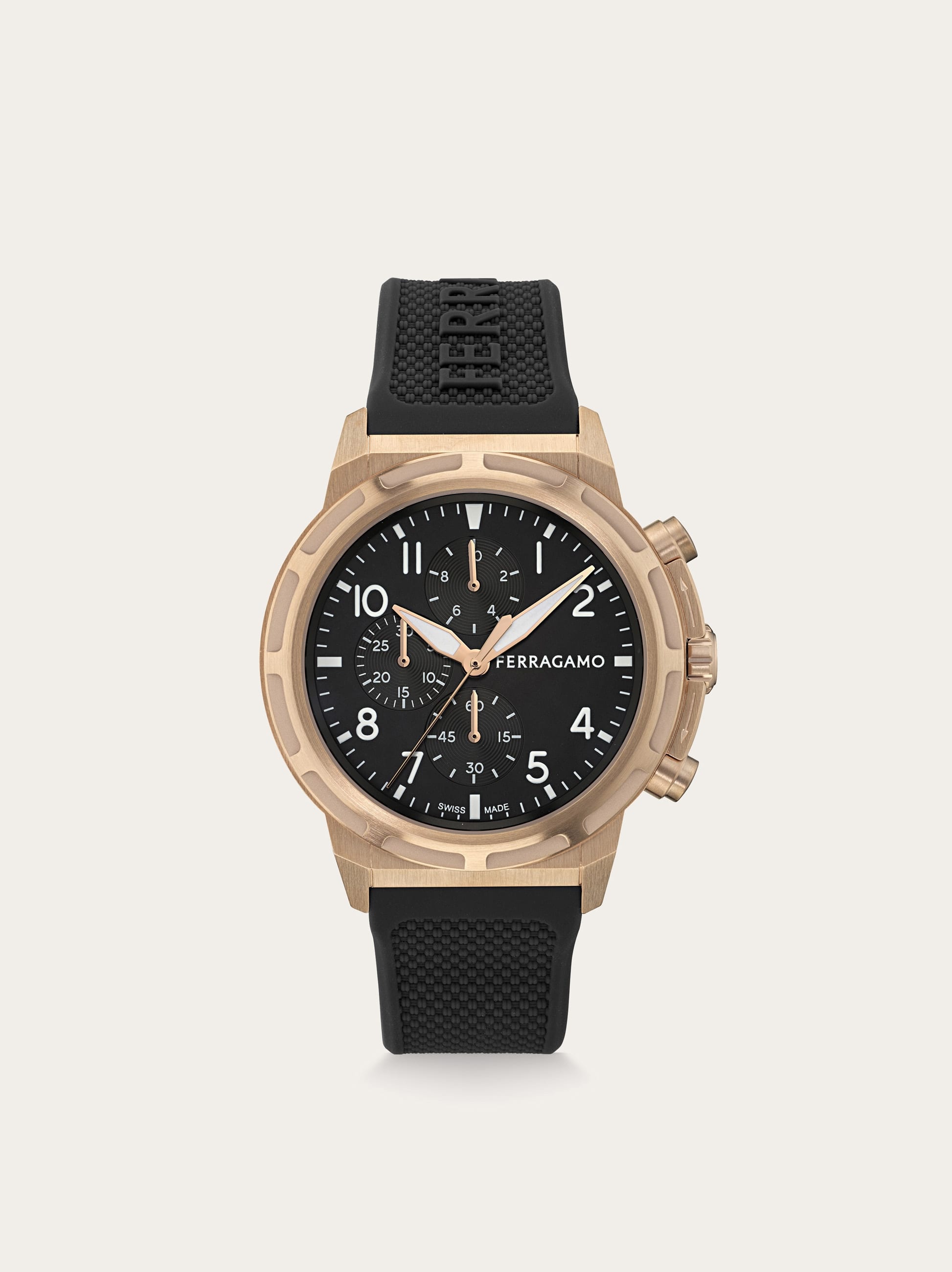 Ferragamo Men Ferragamo Sport Chrono Watch Ip Rose Gold/black