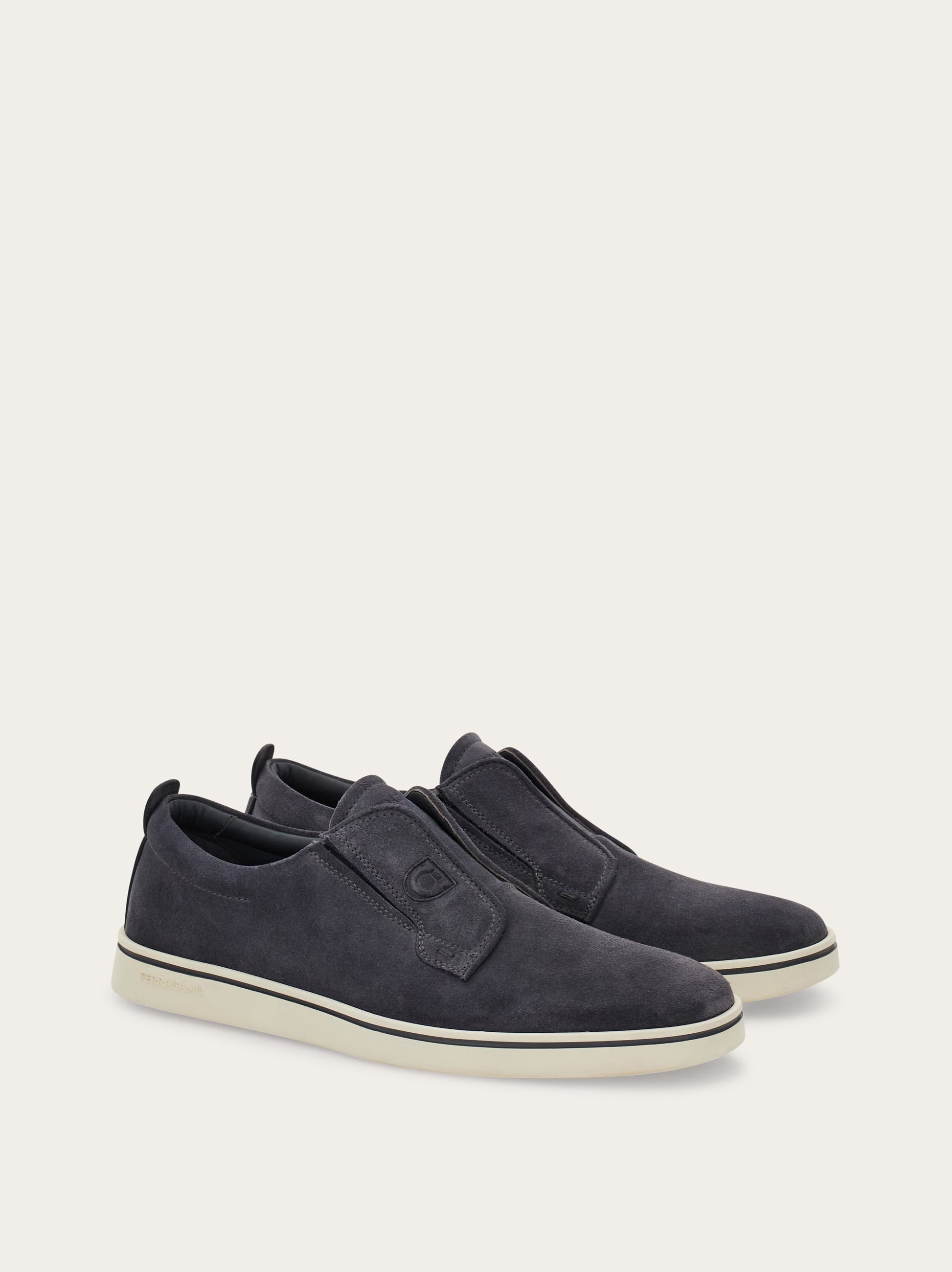 Ferragamo Navy Blue Laceless Sneakers