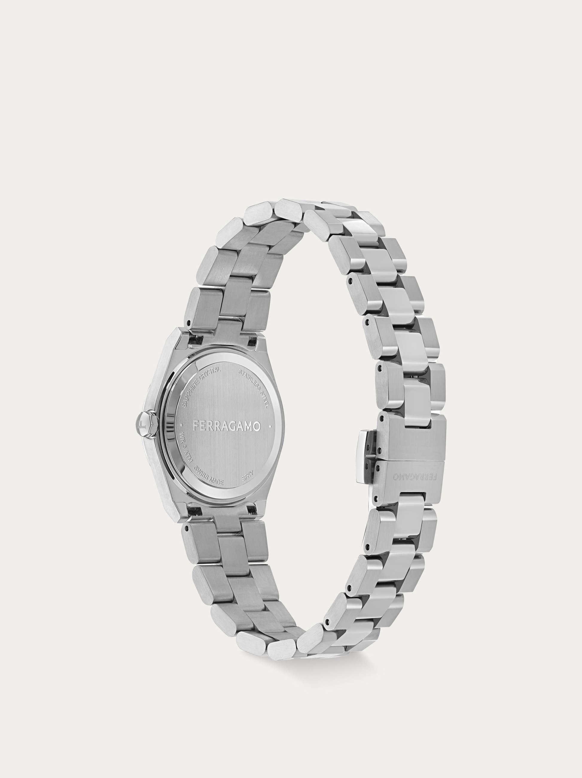 Ferragamo Vega Upper East 28mm In Stainless Steel/black