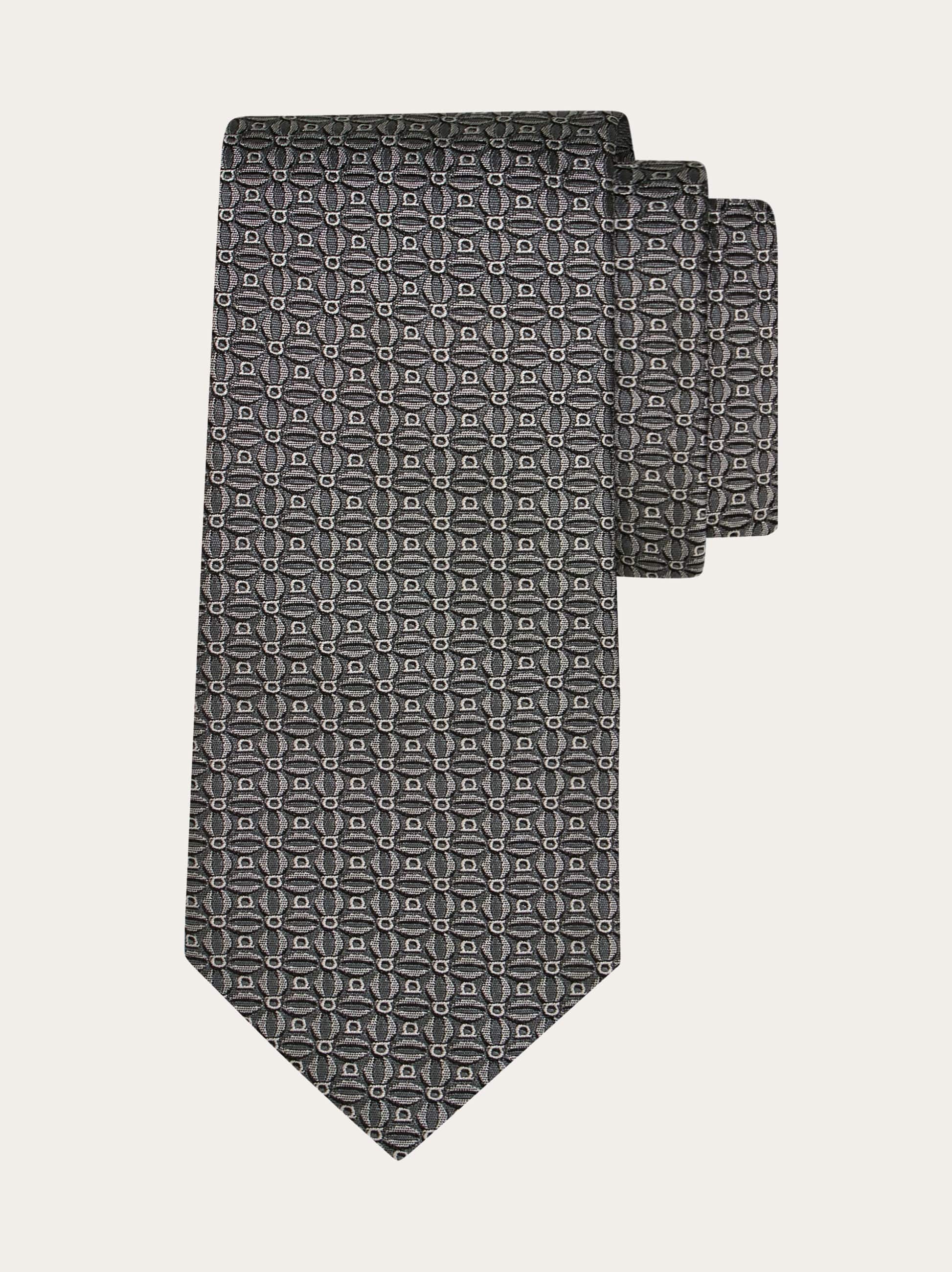 Ferragamo Uomo Cravatta jacquard Gancini Grigio