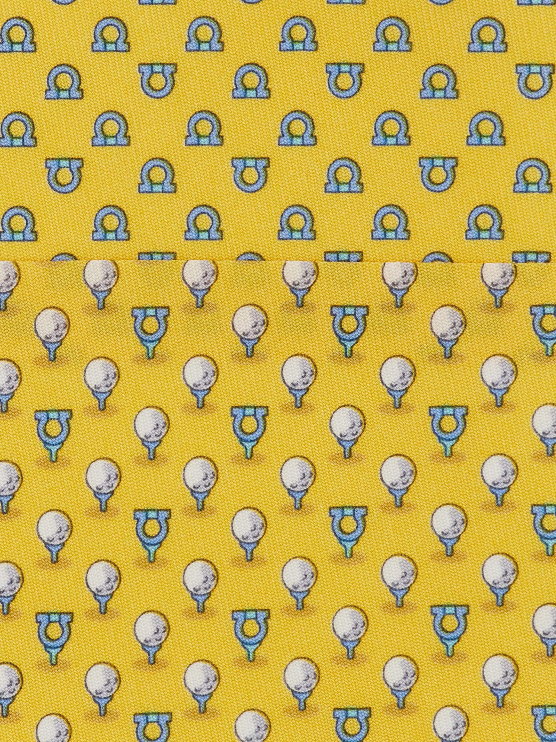Ferragamo Silk Tie With Golf And Gancini In Yellow