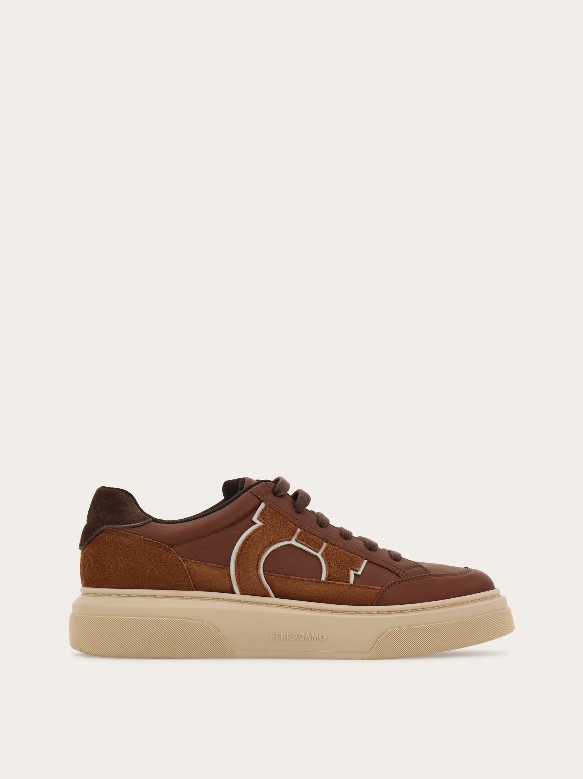 Ferragamo Gancini Low-top Sneaker In Brown