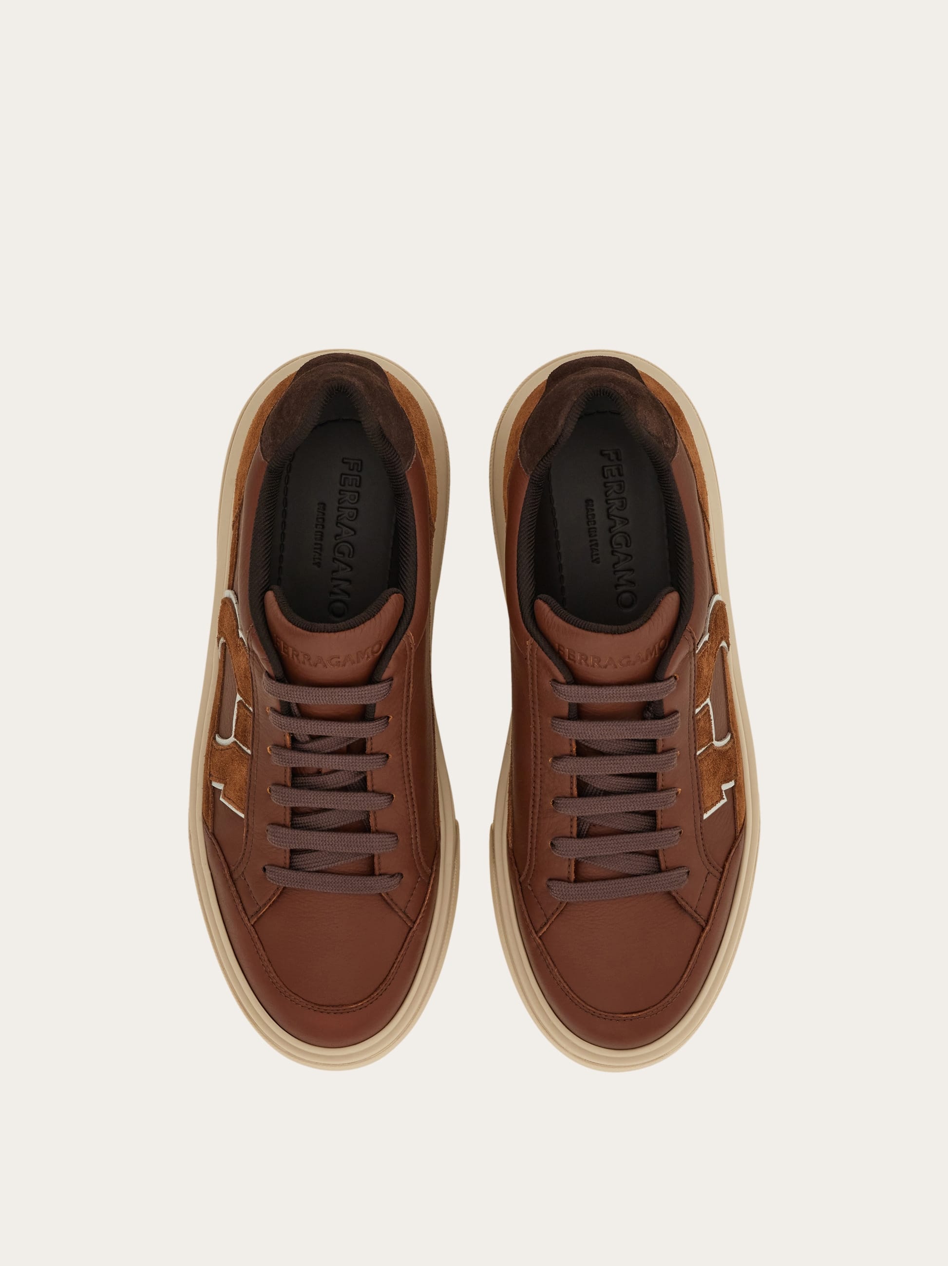 Ferragamo Gancini Low-top Sneaker In Brown