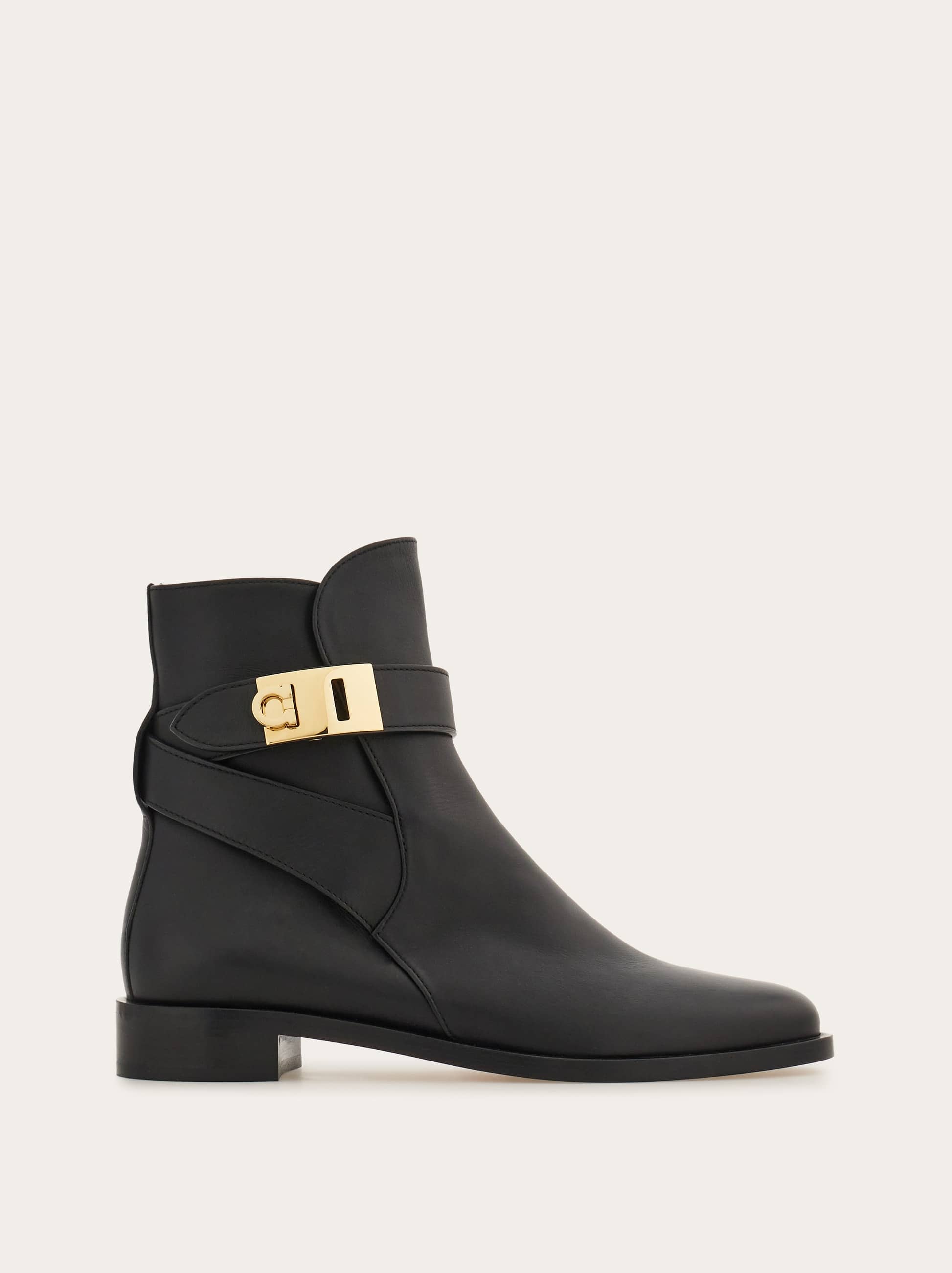 Ferragamo Hug Buckle Ankle Boot In Black
