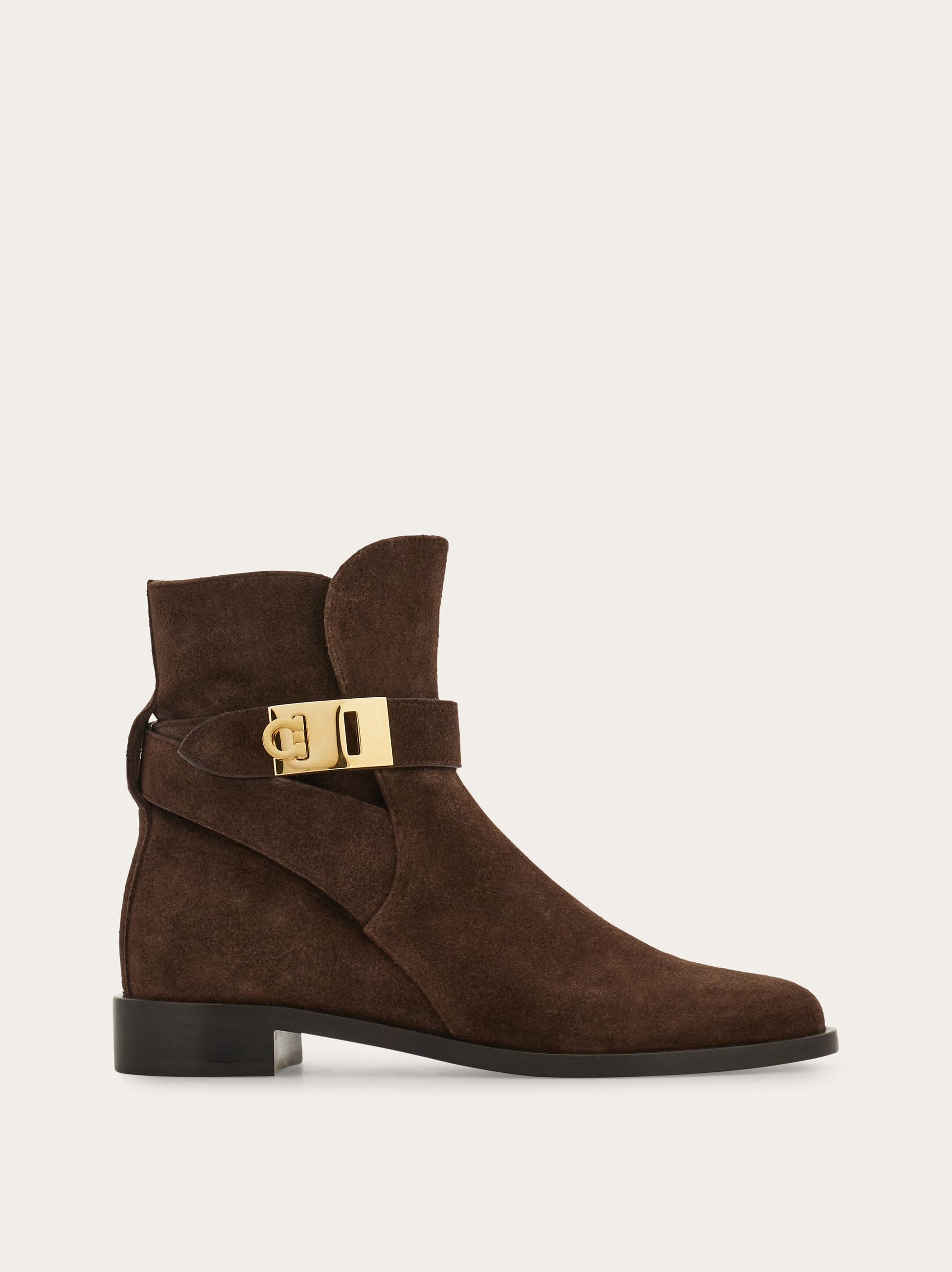 Ferragamo Hug Buckle Ankle Boot In Brown
