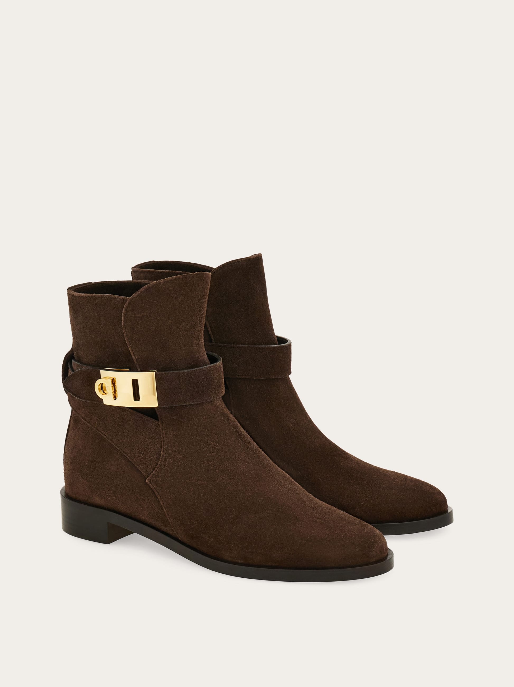 Ferragamo Hug Buckle Ankle Boot In Brown