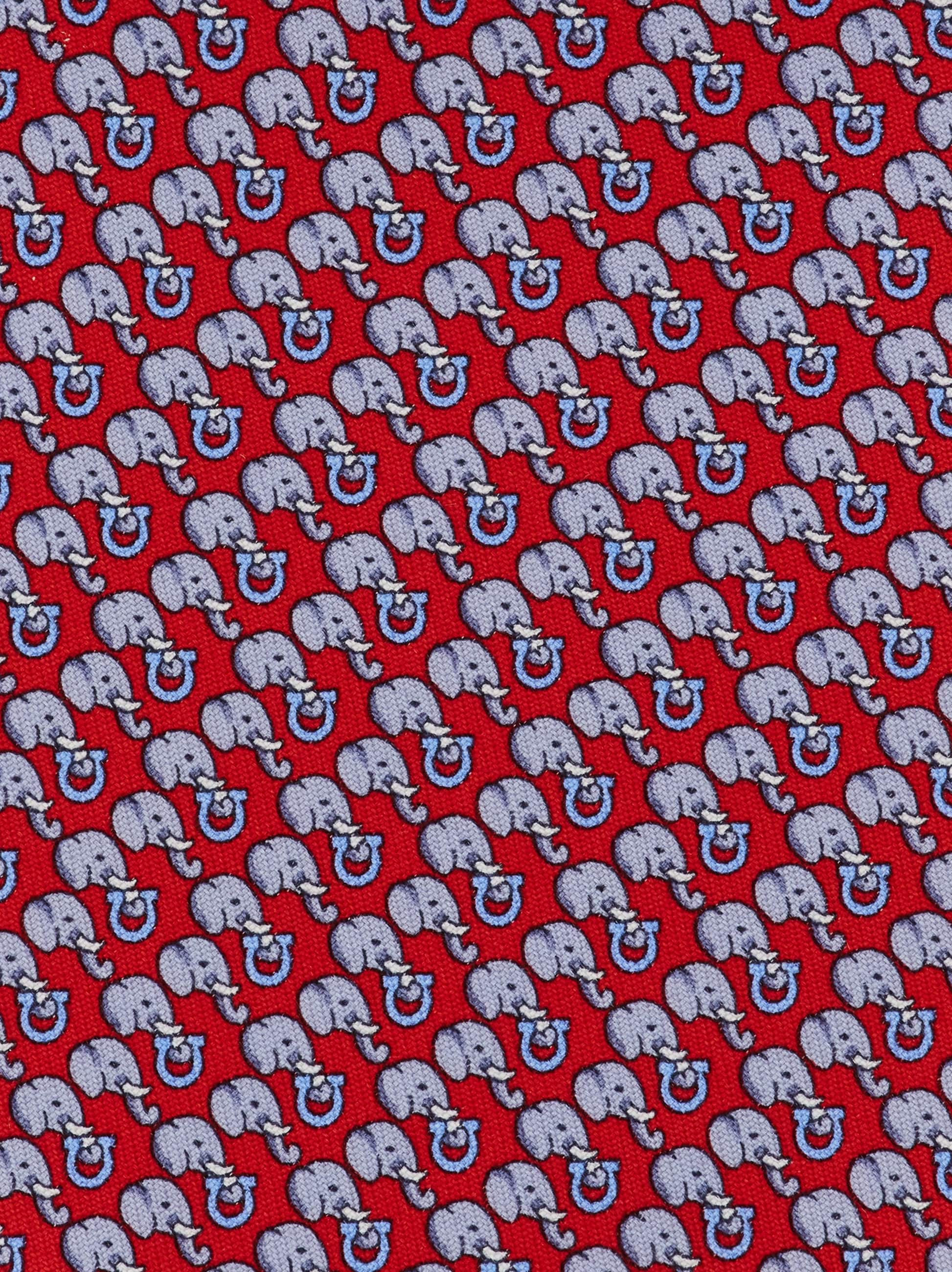 Ferragamo Elephant Print Silk Tie In Red